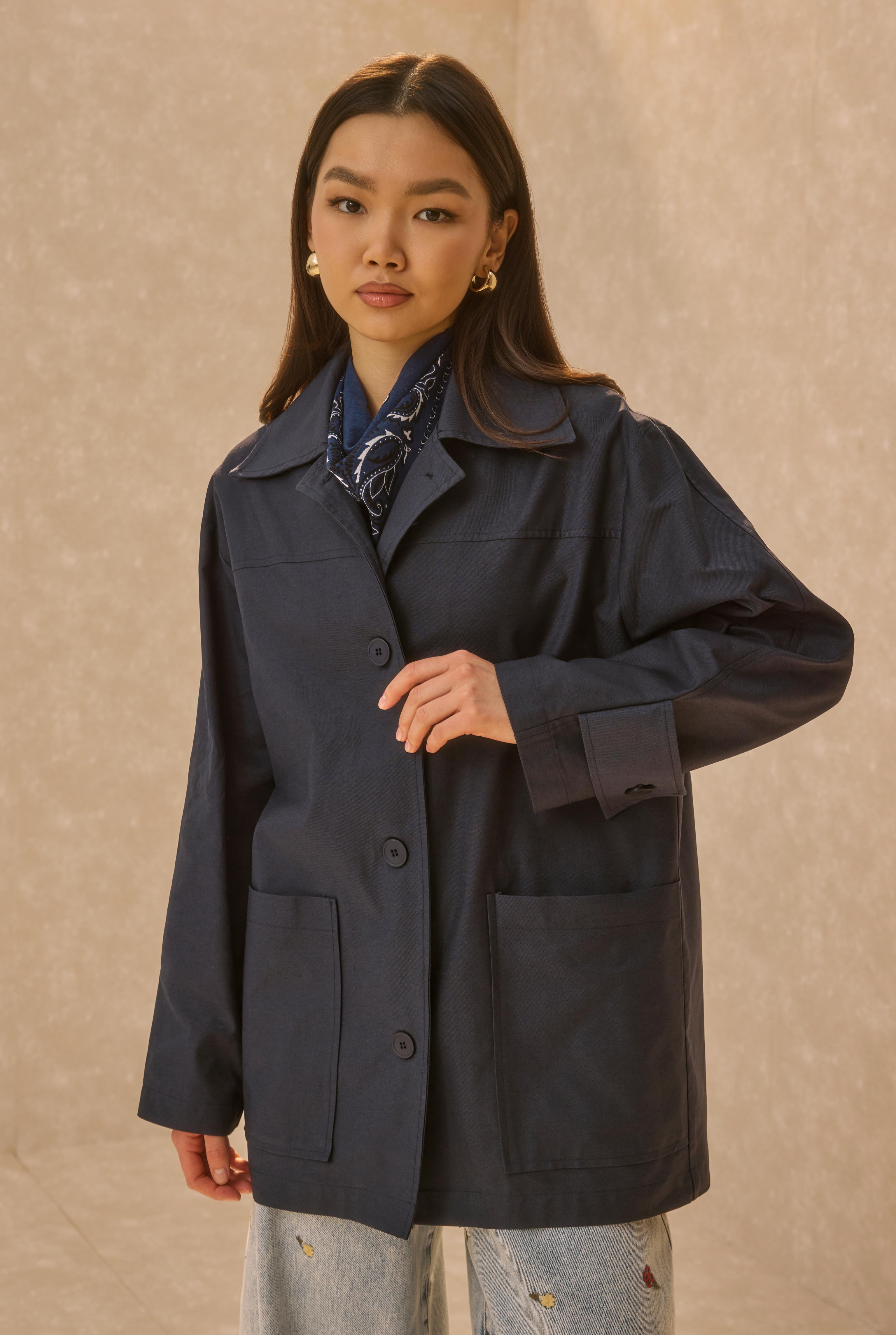 Basic Gabardine Jacket Navy Blue - 3