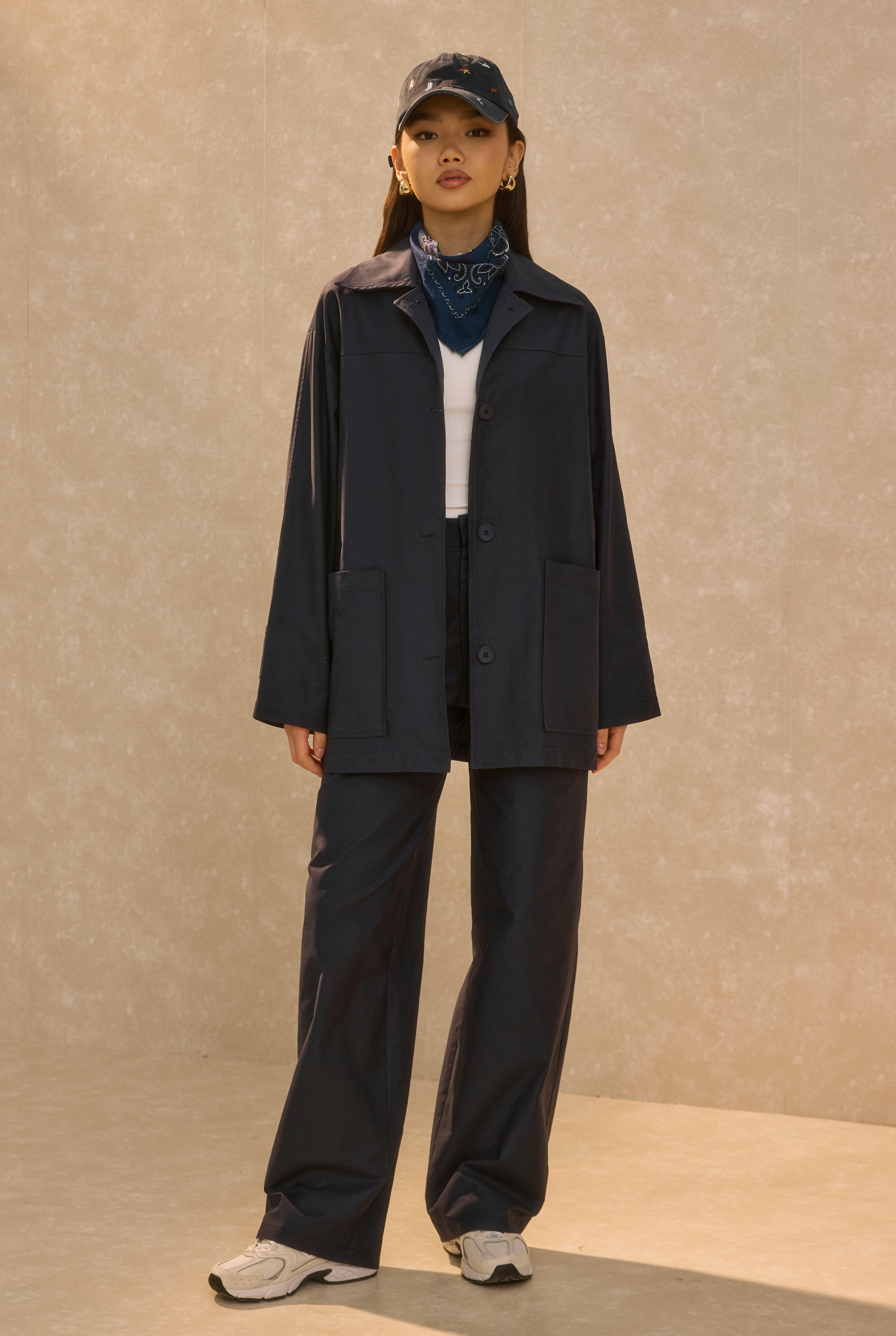 Basic Gabardine Jacket Navy Blue - 5