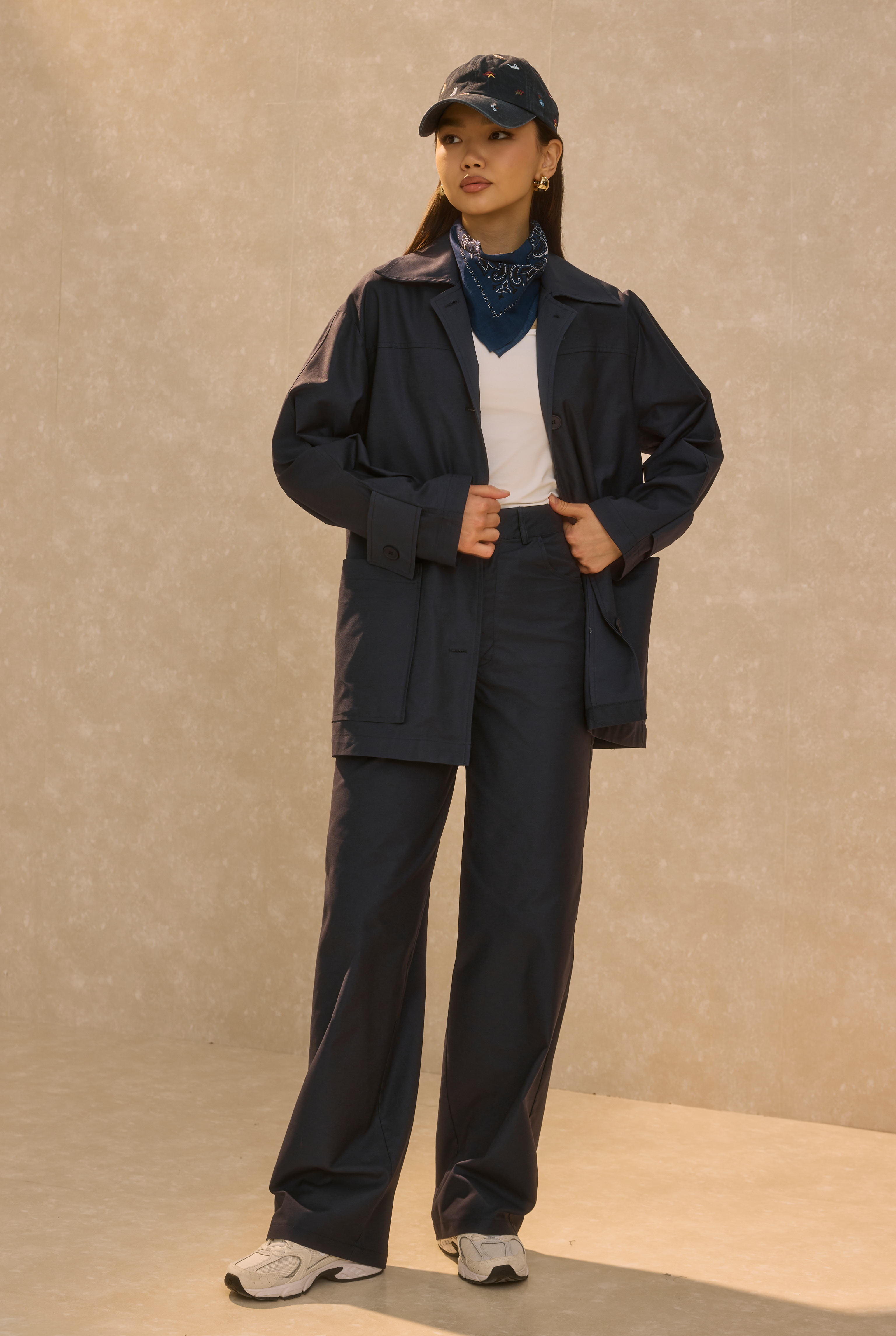 Basic Gabardine Jacket Navy Blue - 6