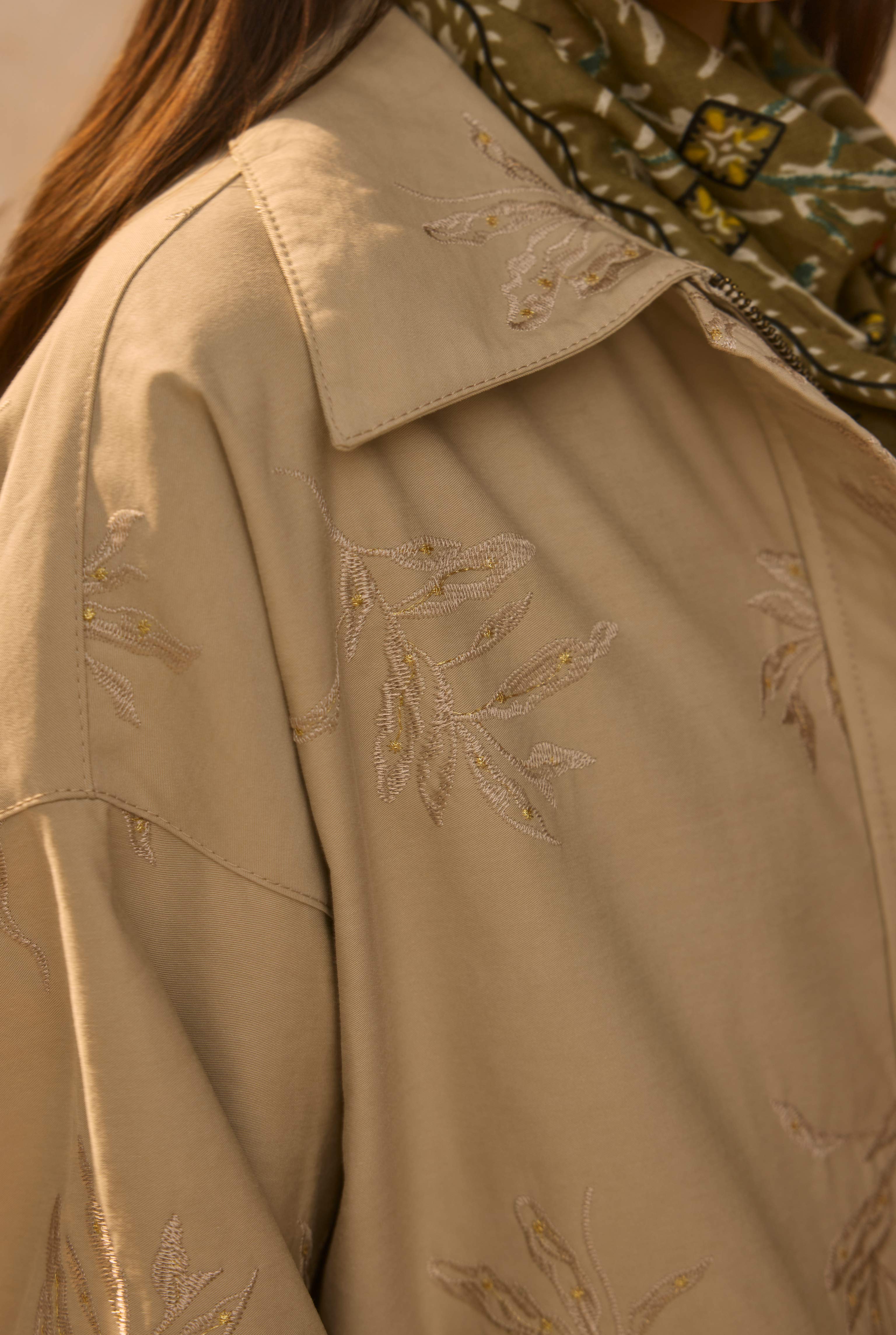 Embroidered Bomber Jacket Sand Beige - 6