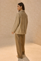 Embroidered Bomber Jacket Sand Beige 
