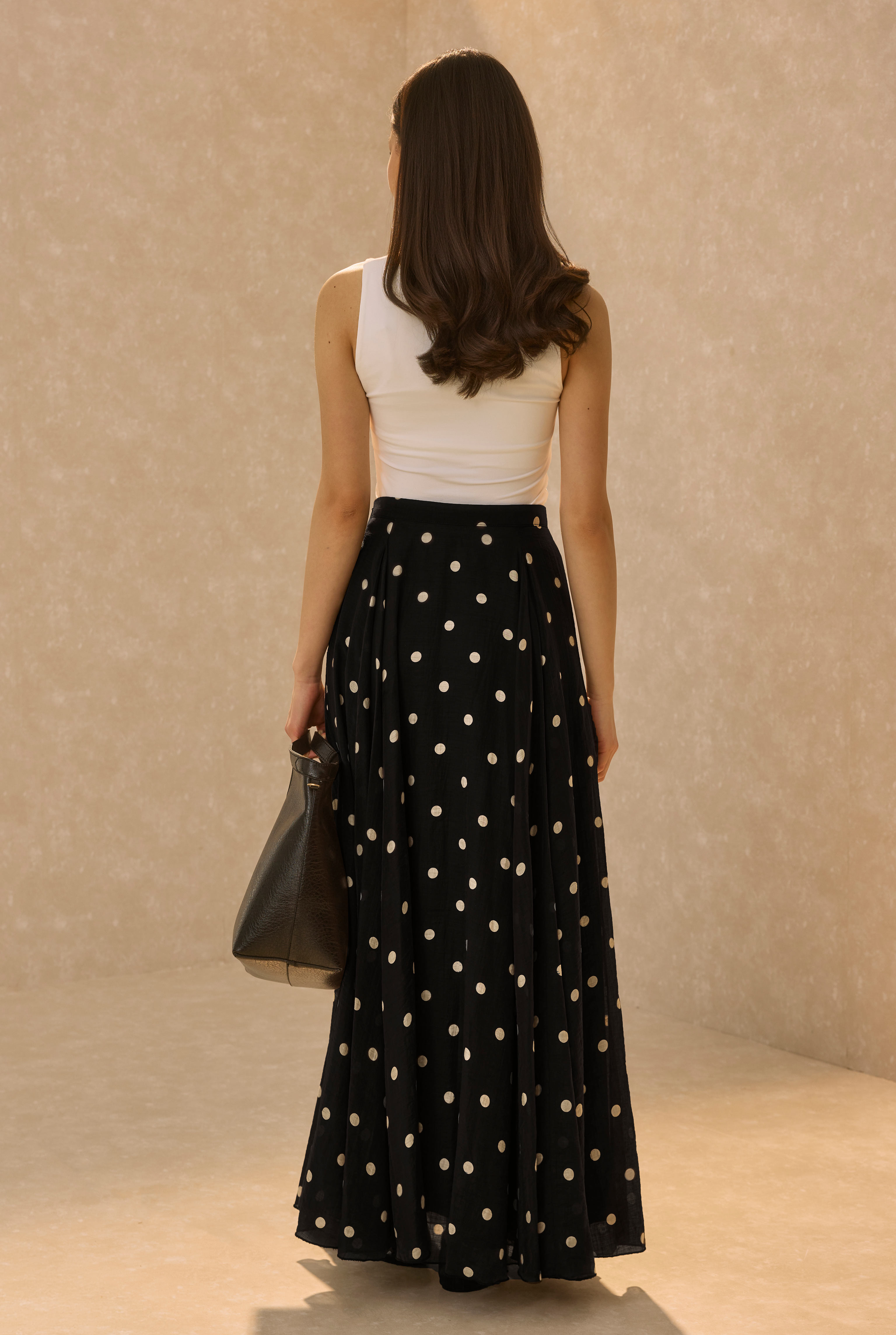  Polka Dot Print Volant Skirt Black - 3
