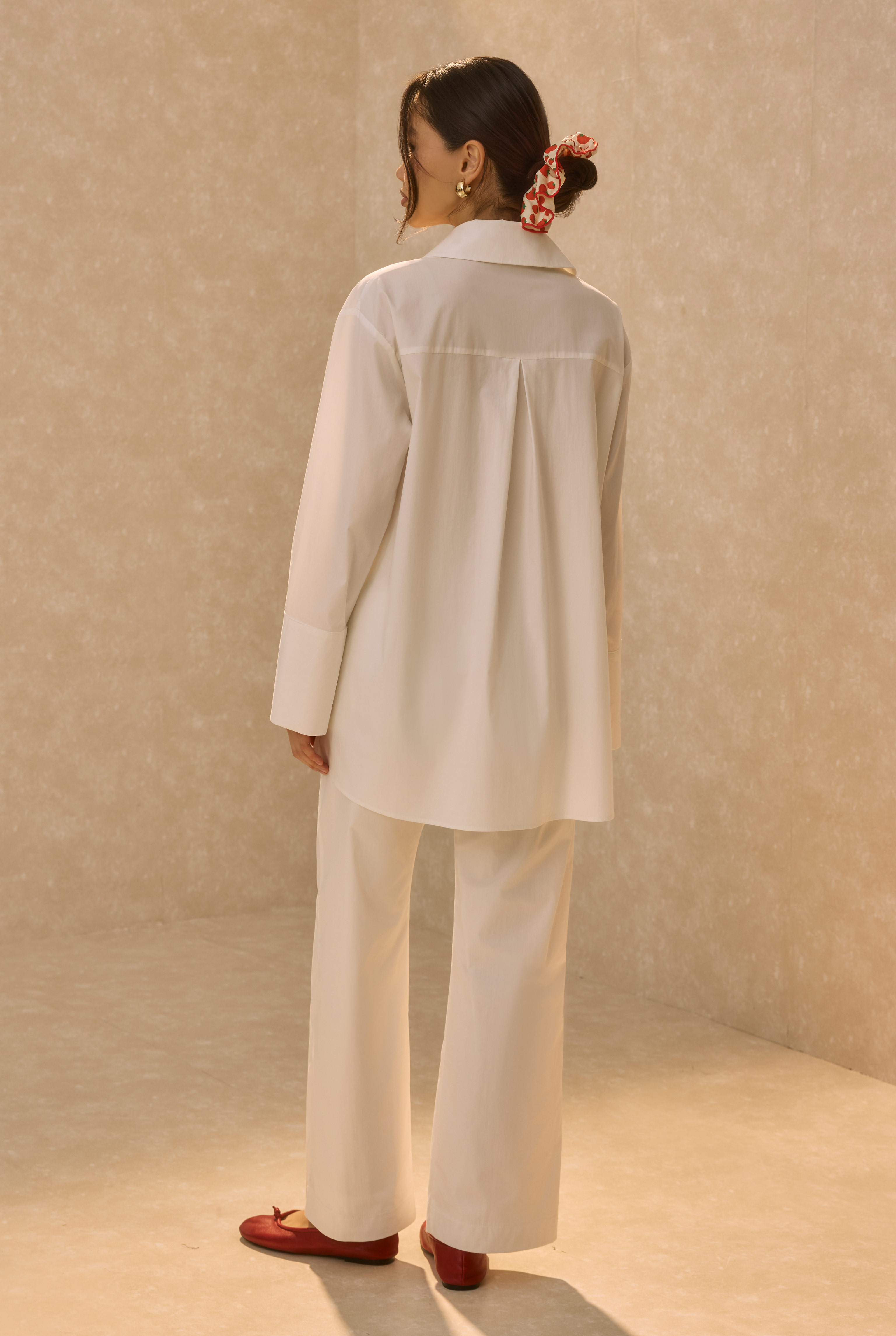 Poplin Set With Matching Scarf Ecru - 4