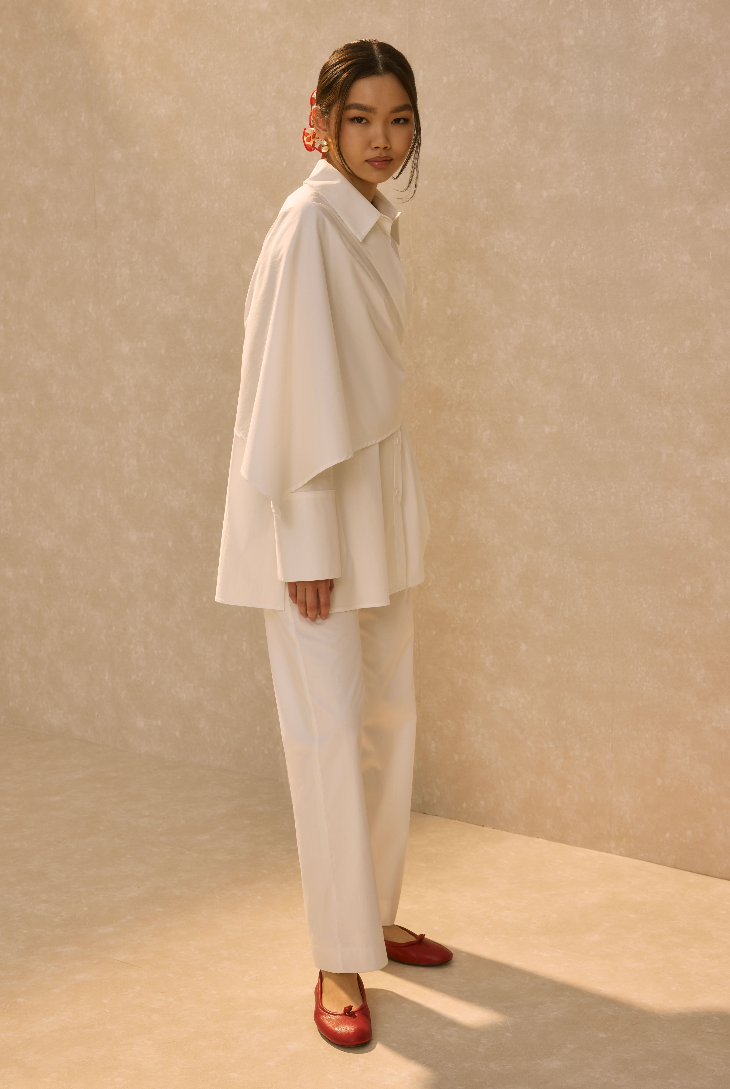 Poplin Set With Matching Scarf Ecru - 6