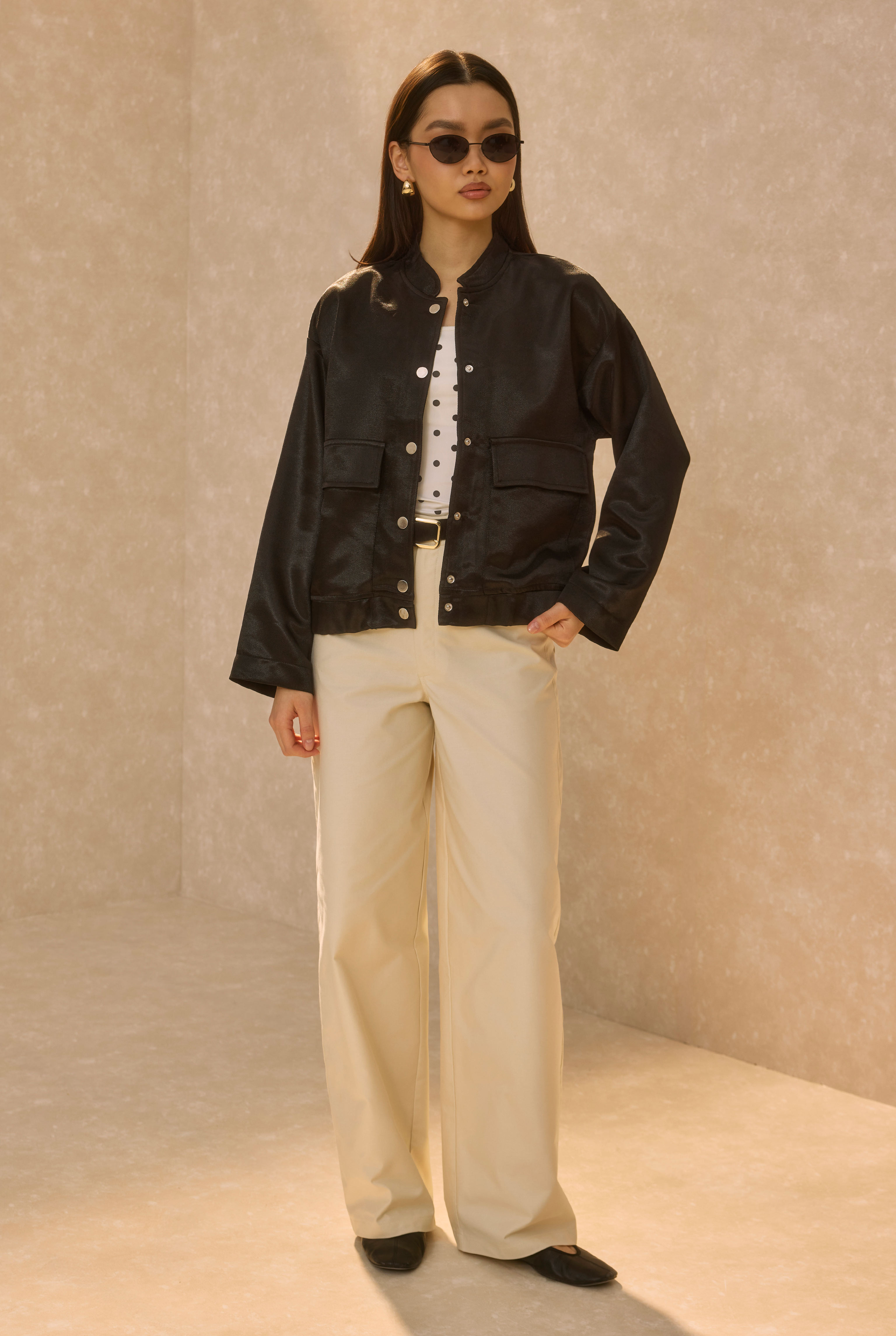 Brooch Detailed Bomber Jacket Black - 3