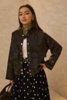 Brooch Detailed Bomber Jacket Black 