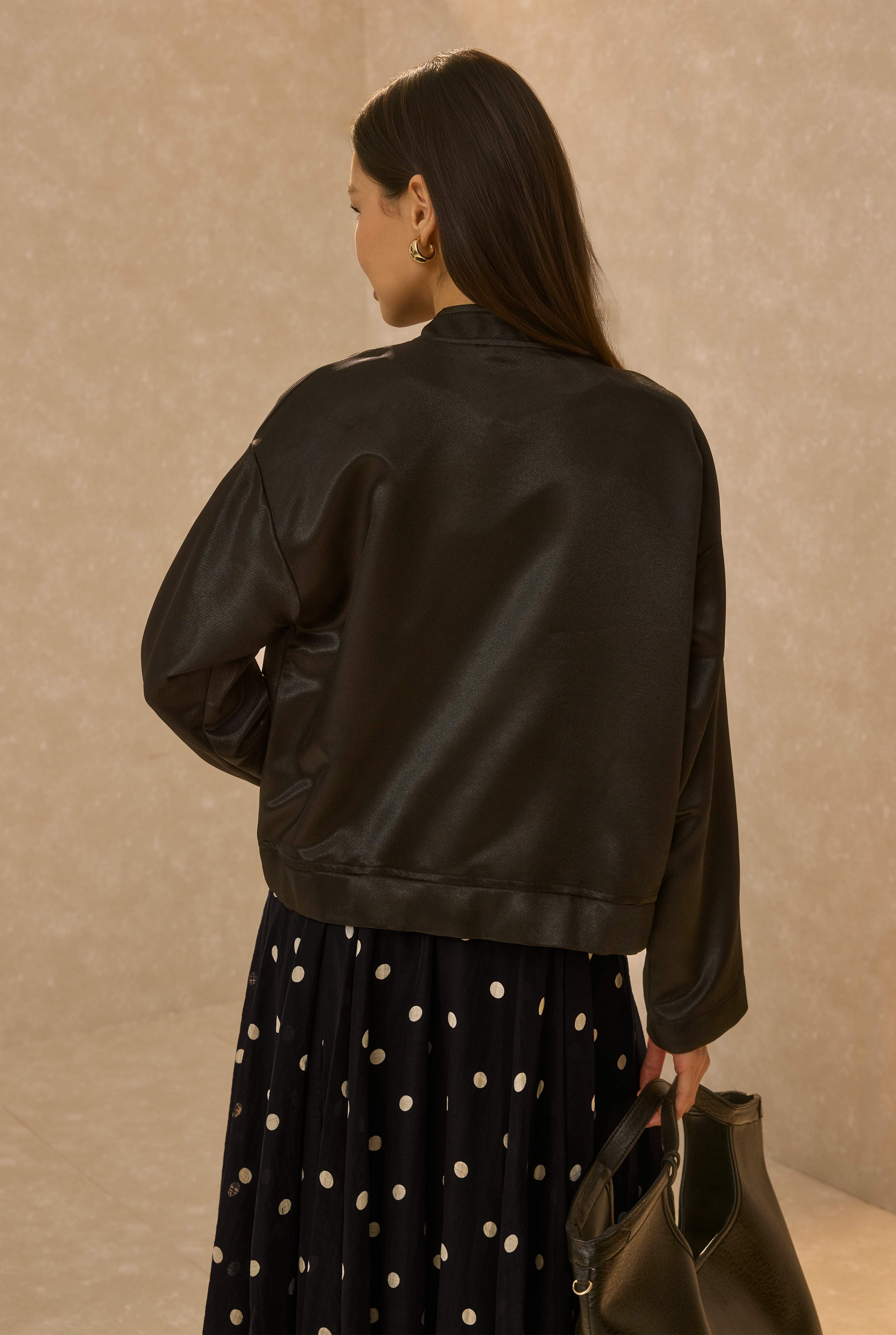 Brooch Detailed Bomber Jacket Black - 5