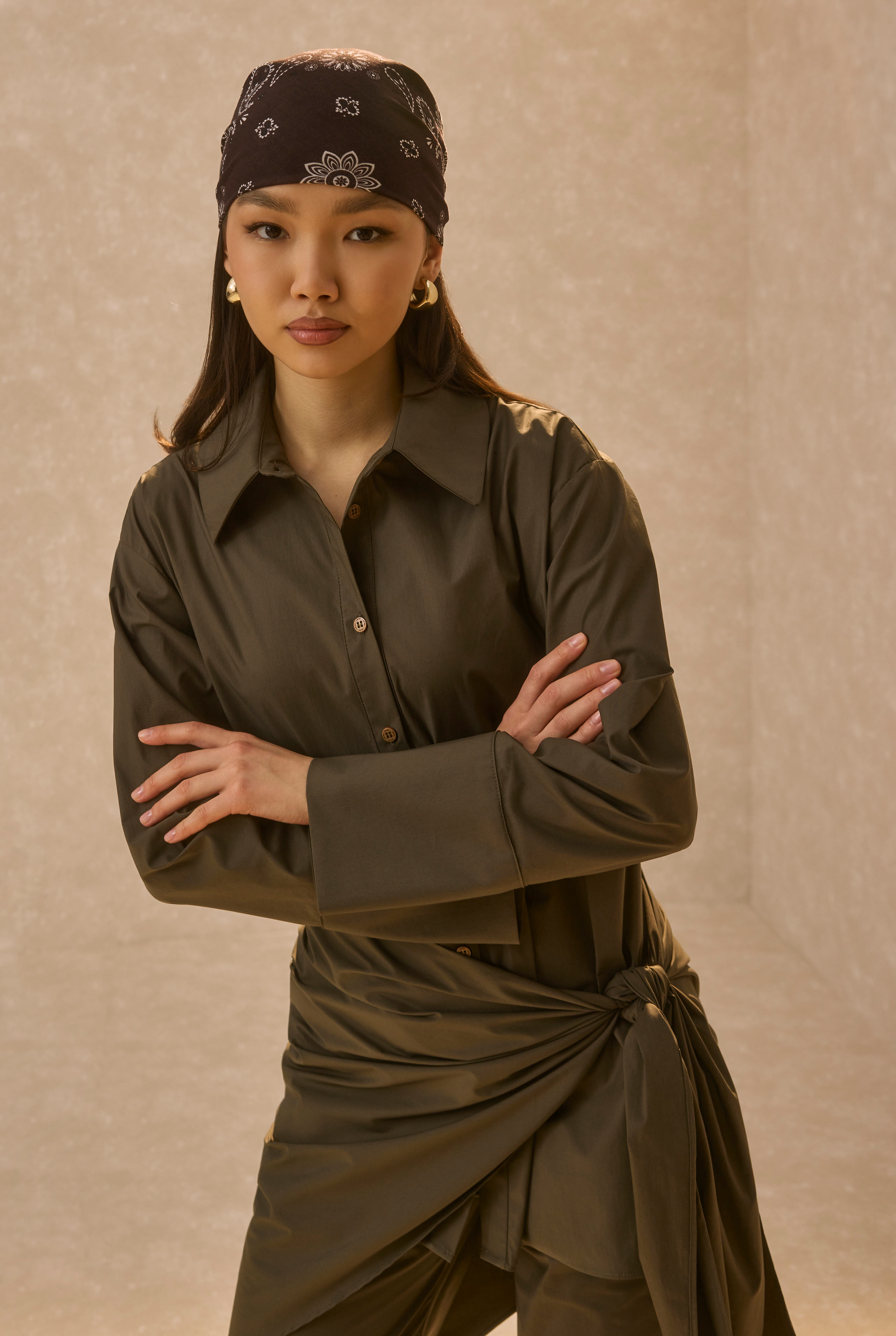 Poplin Set With Matching Scarf Forest Green - 3
