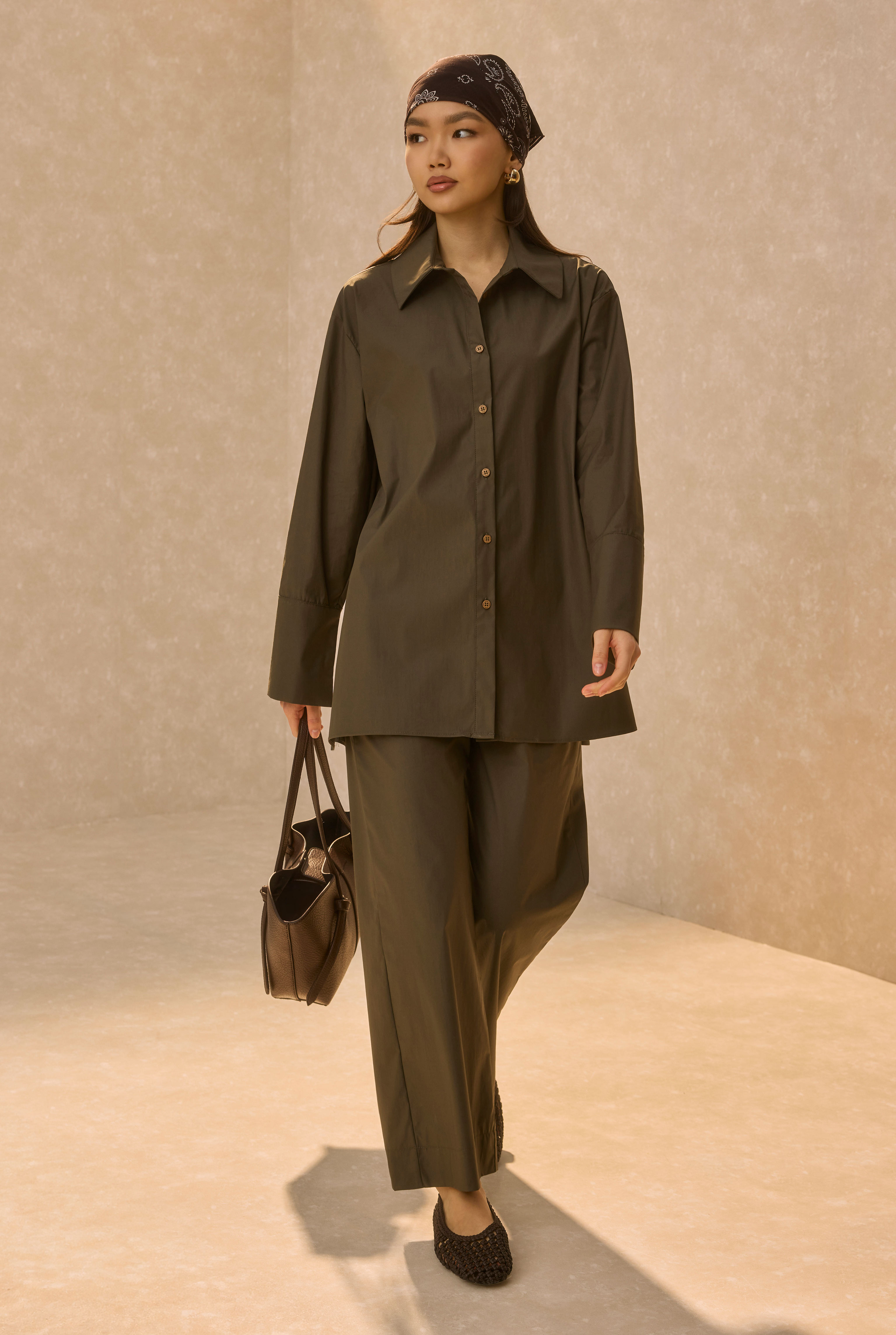Poplin Set With Matching Scarf Forest Green - 2