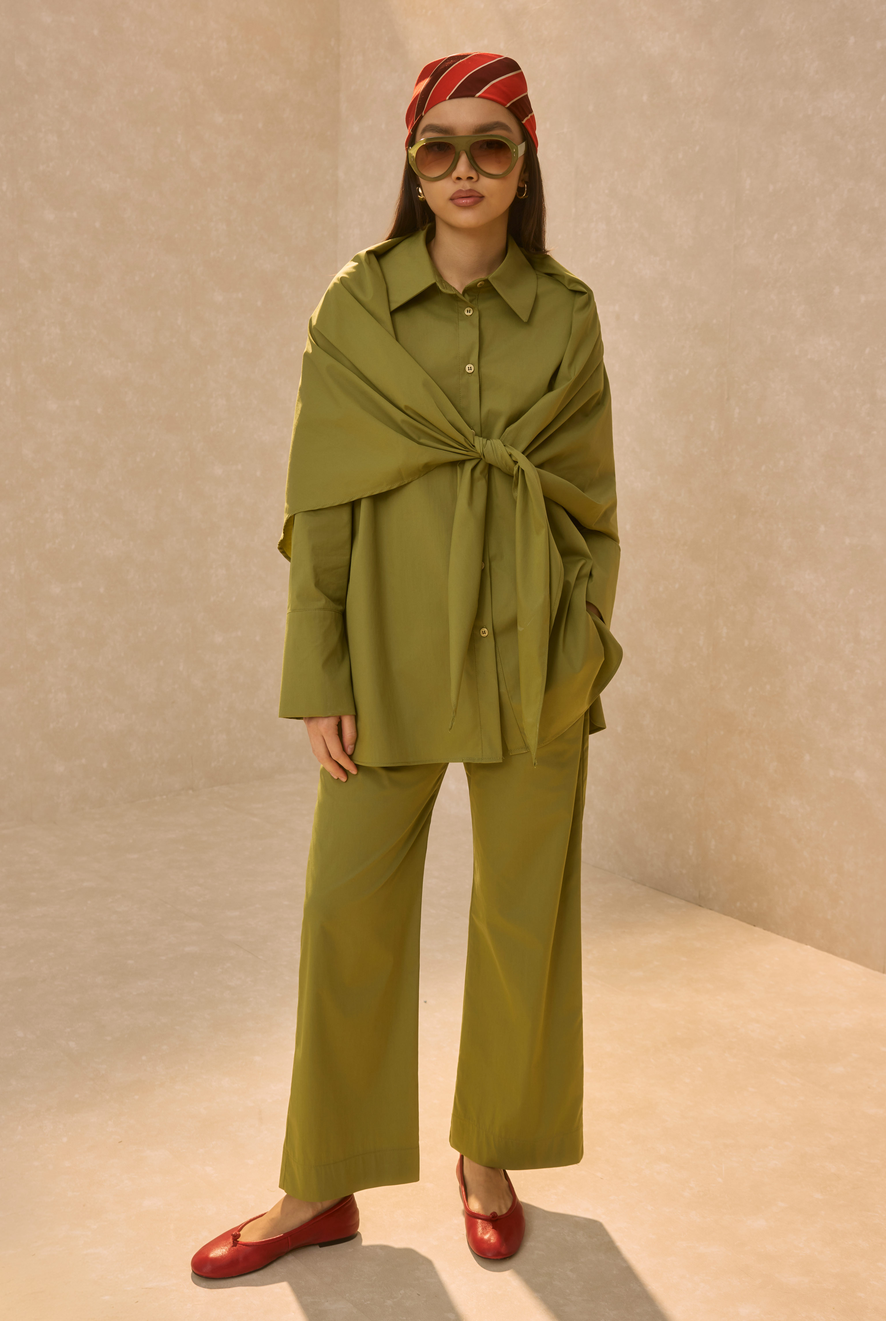 Poplin Set With Matching Scarf Avocado - 3