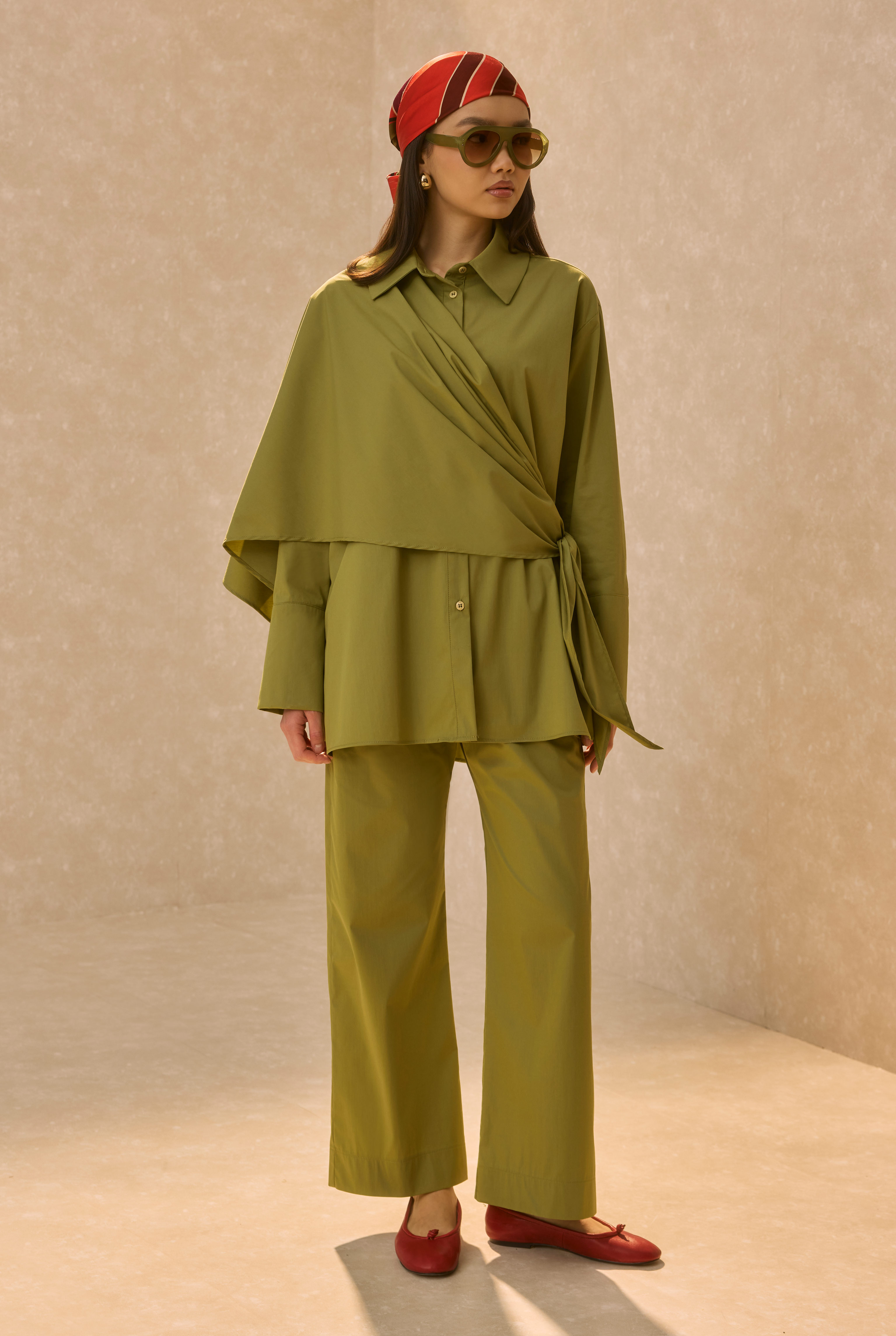 Poplin Set With Matching Scarf Avocado - 4
