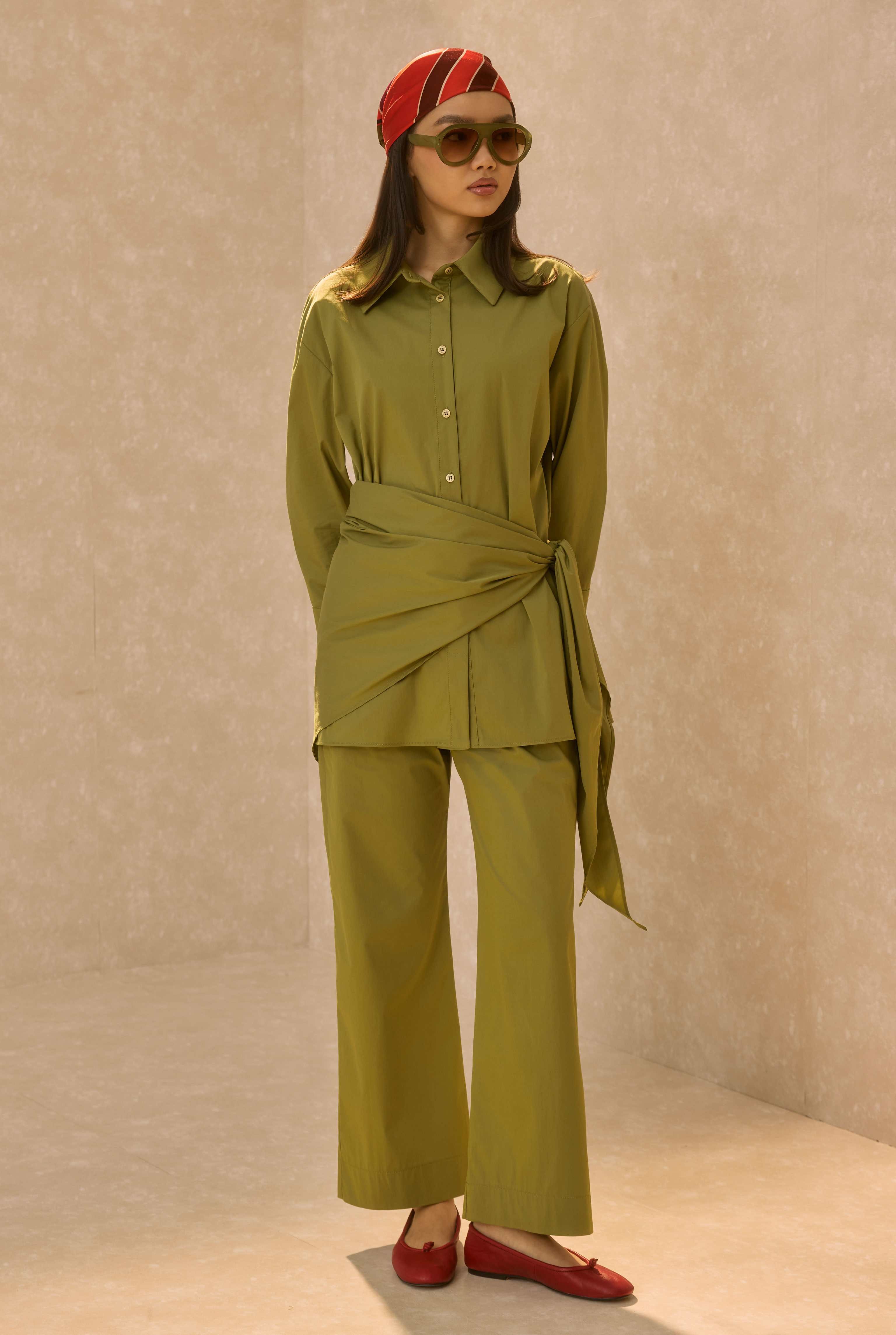 Poplin Set With Matching Scarf Avocado - 5