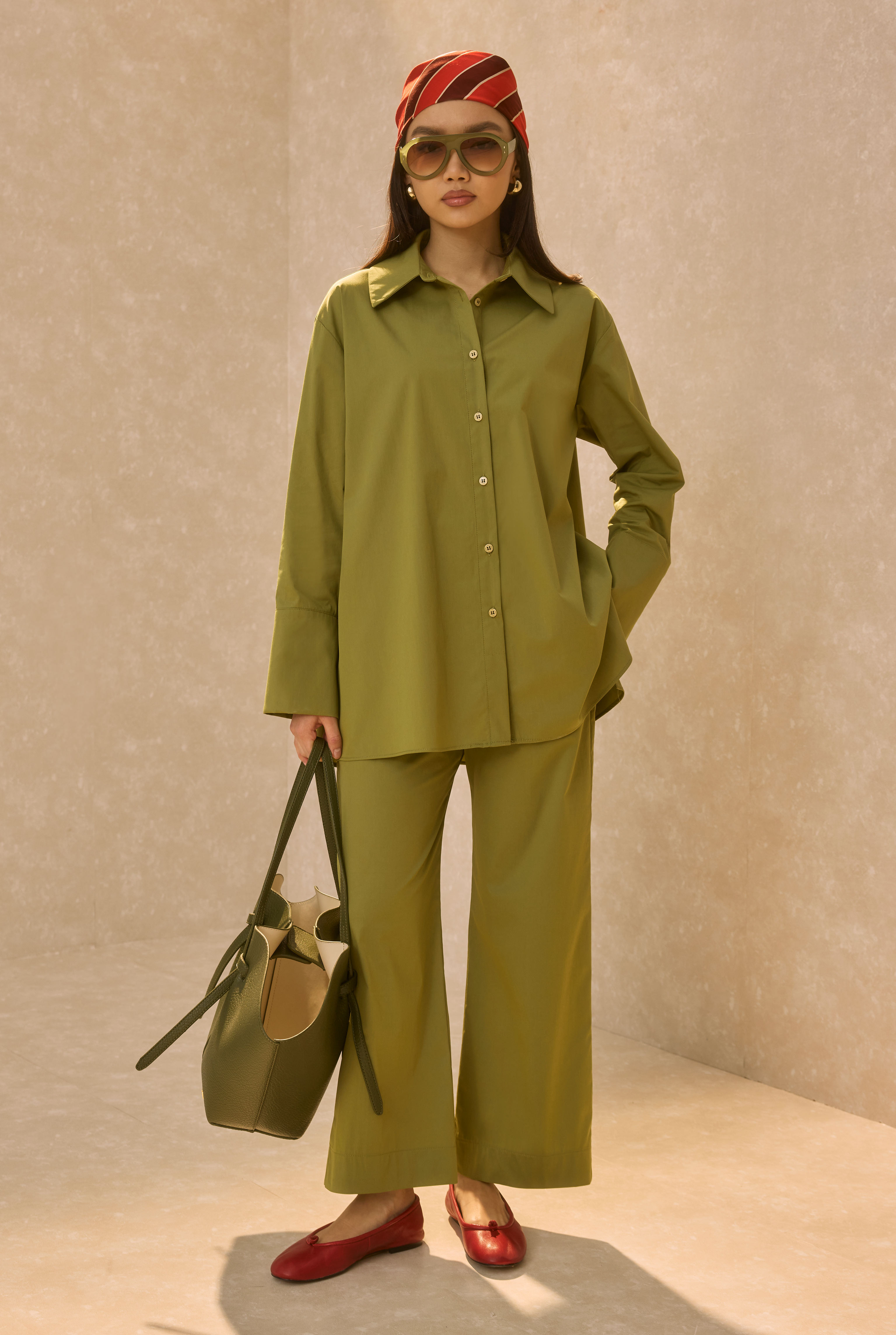 Poplin Set With Matching Scarf Avocado - 7