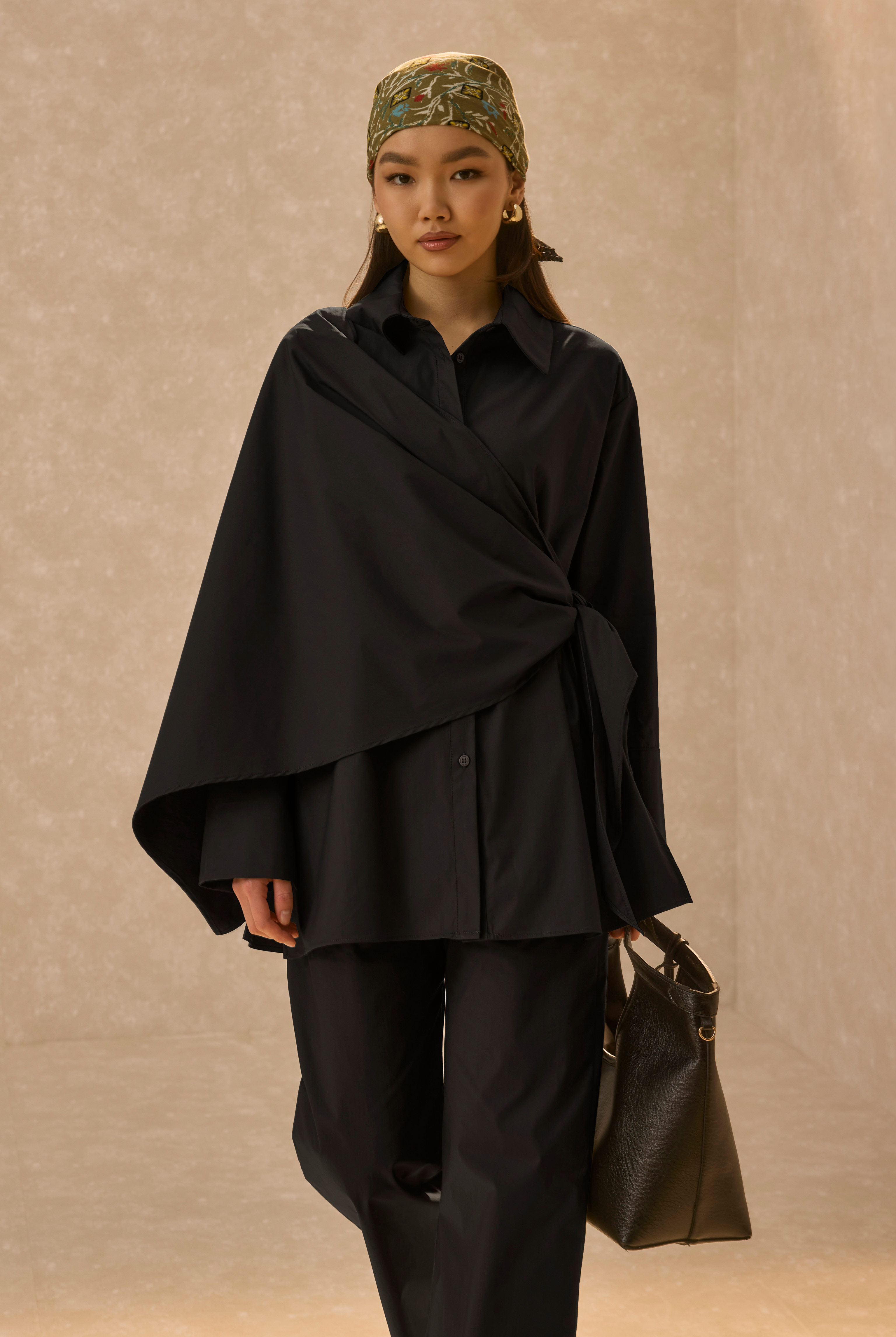 Poplin Set With Matching Scarf Black - 2