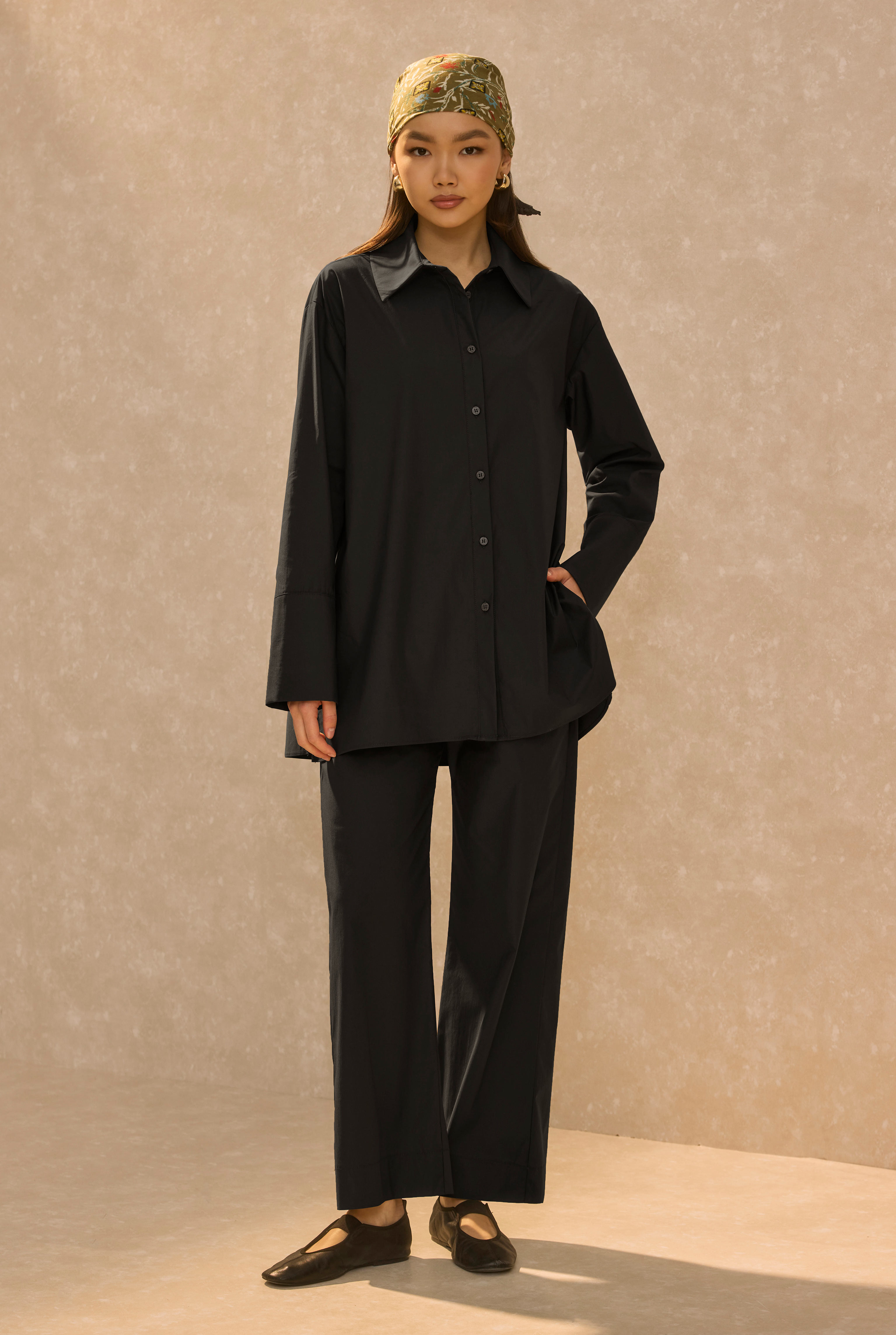 Poplin Set With Matching Scarf Black - 3