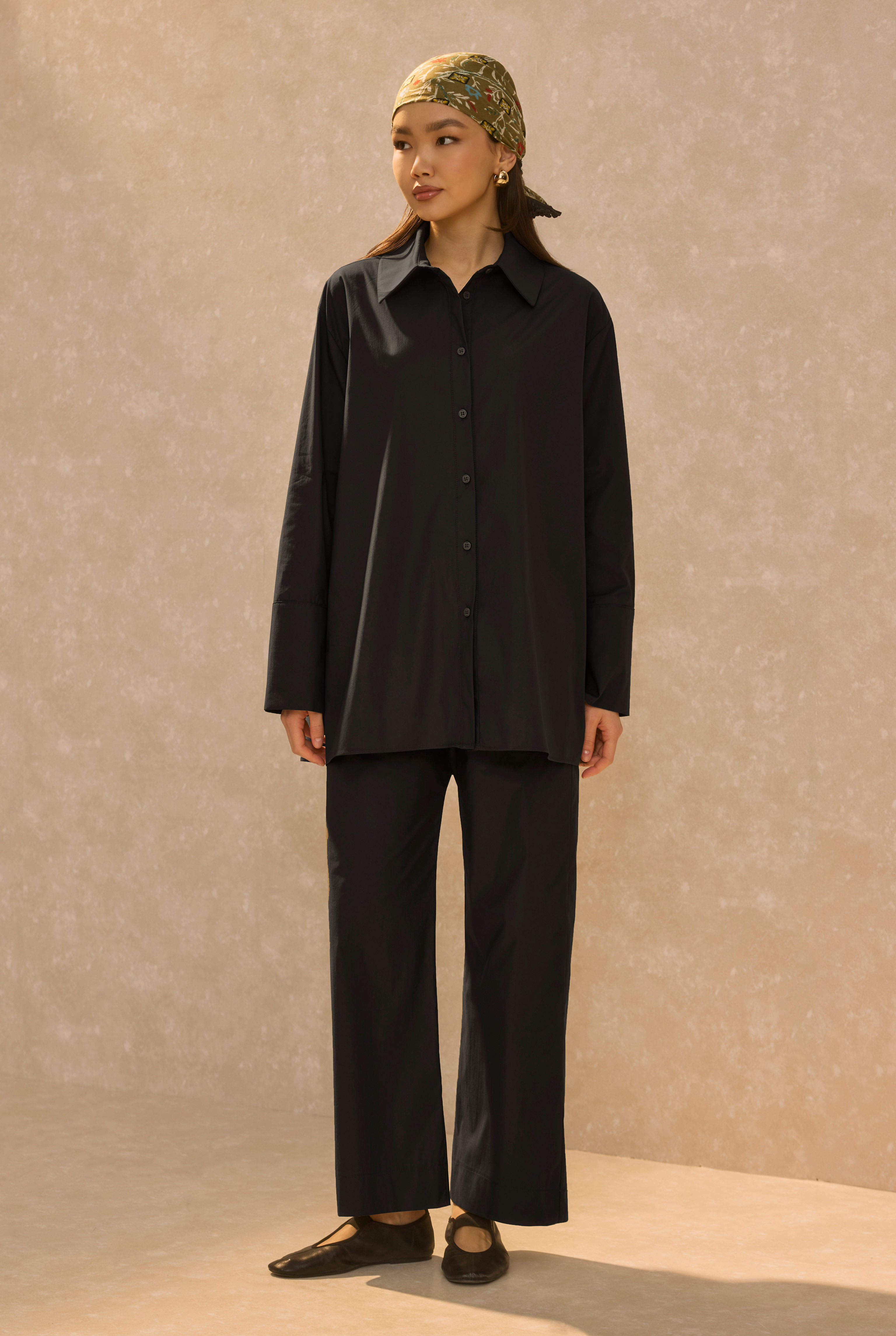 Poplin Set With Matching Scarf Black - 5