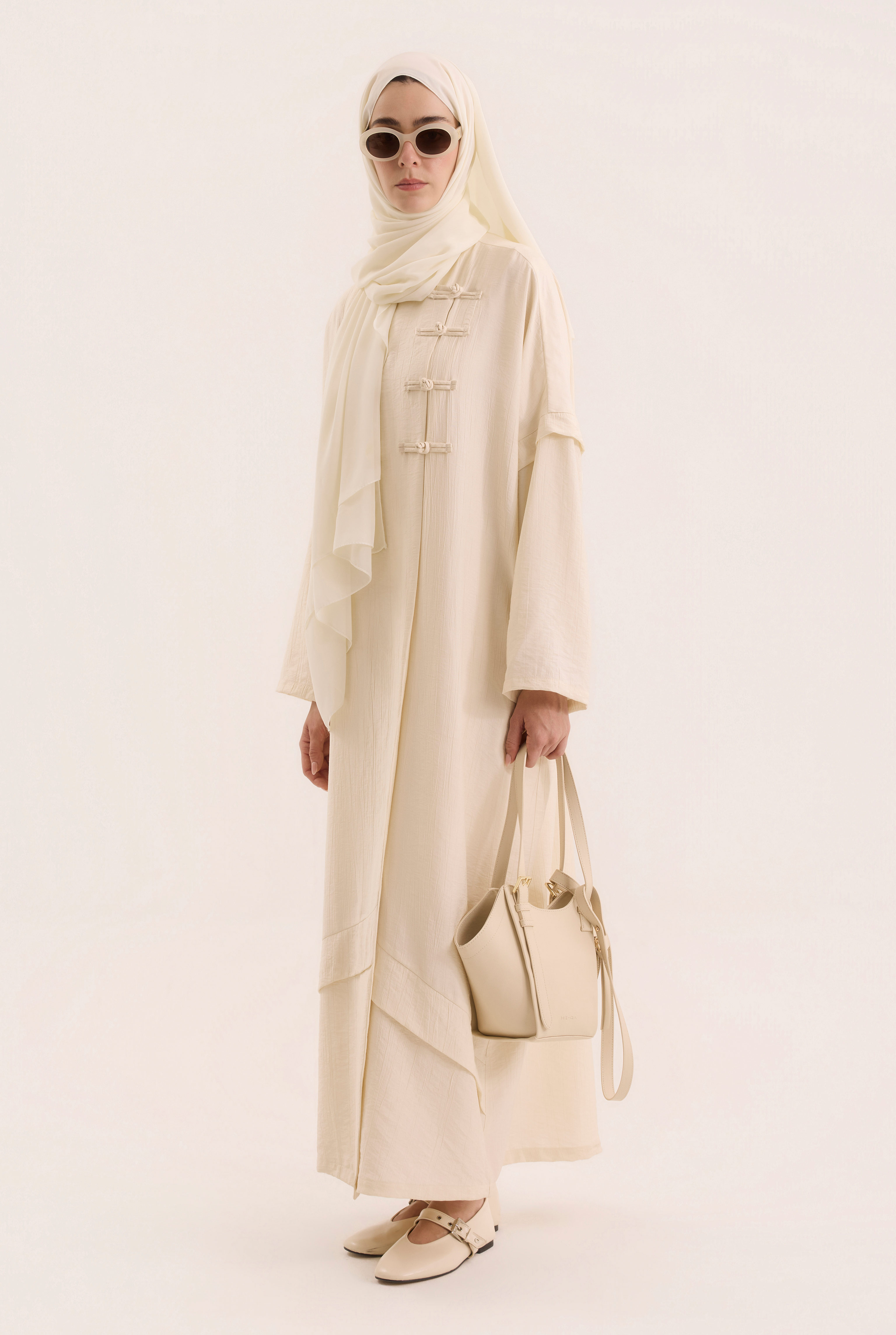 Aller Detailed Abaya Bone - 2