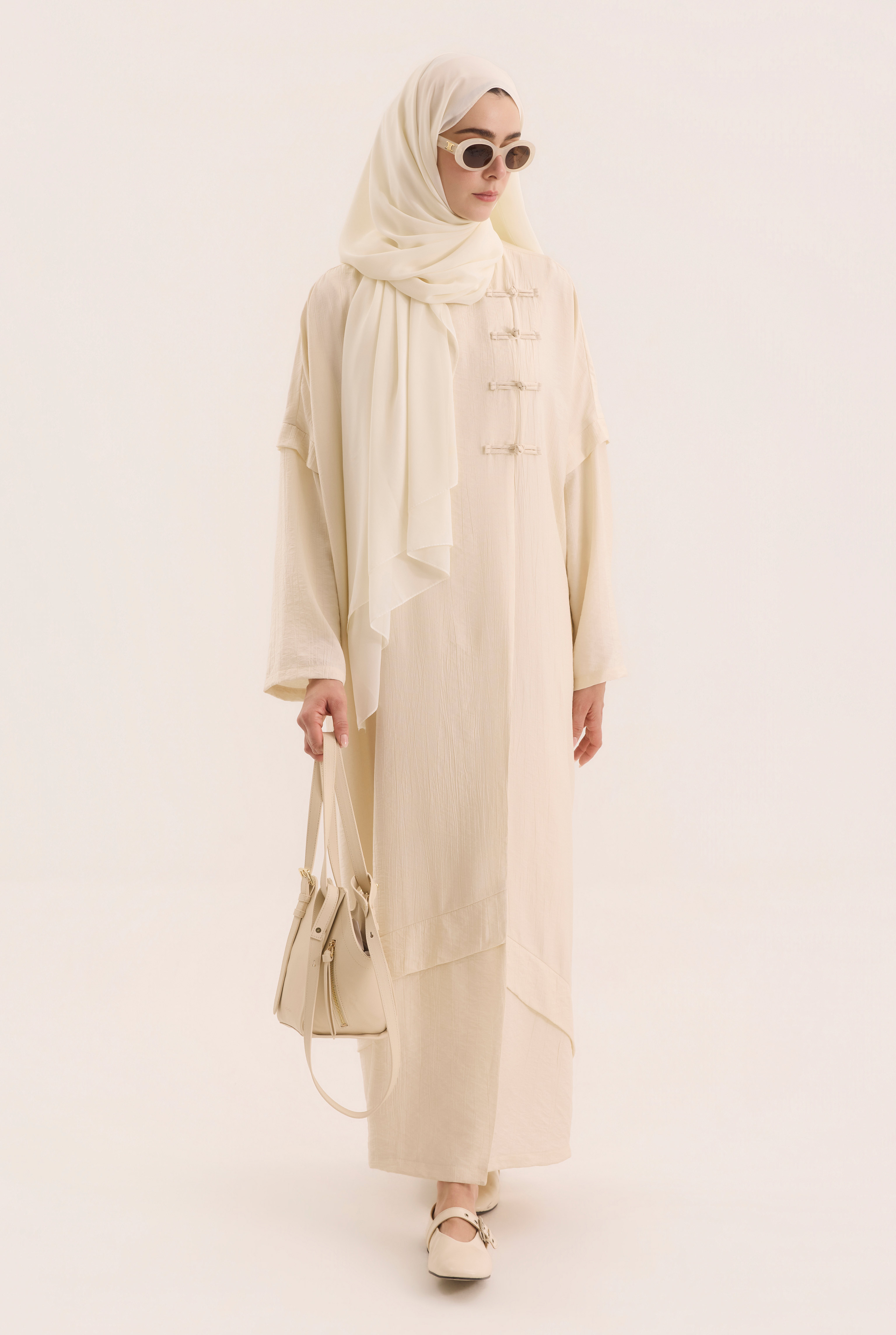Aller Detailed Abaya Bone - 1