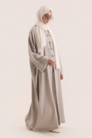 Chinese Button Abaya Gray 