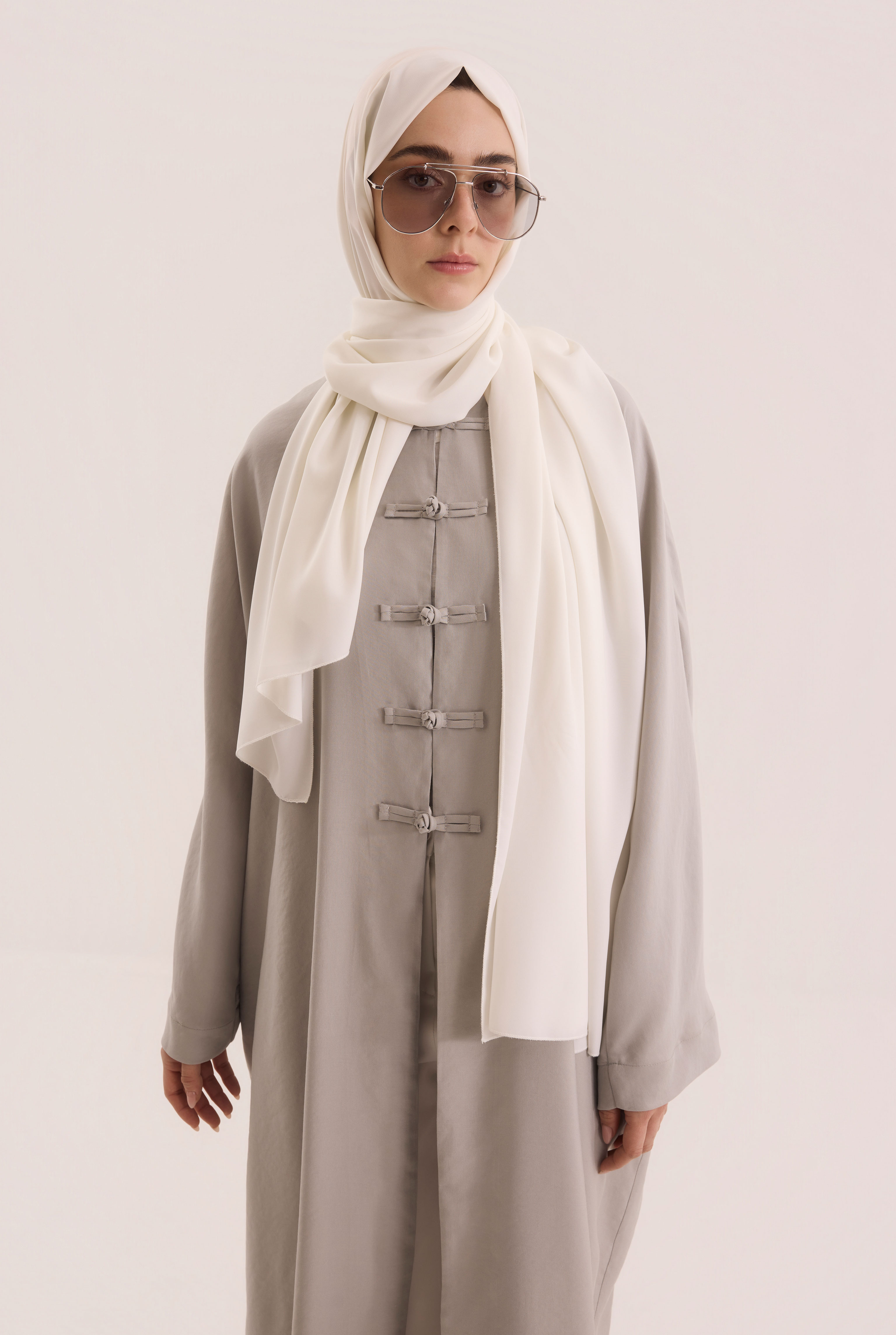 Chinese Button Abaya Gray - 3