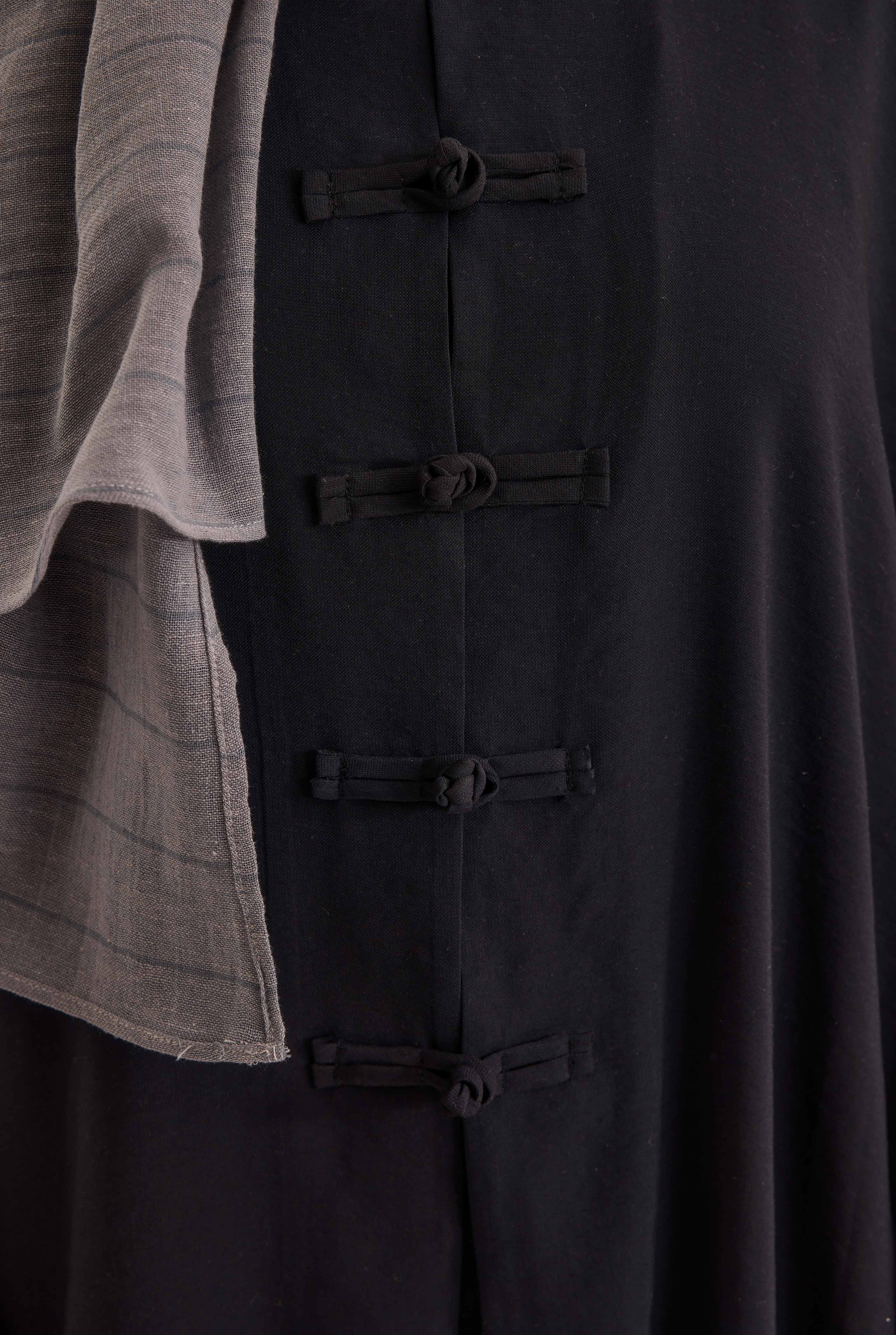 Chinese Button Abaya Black - 4
