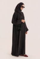 Contrast Stitch Lyocell Abaya Set Black 