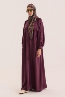 Shoulder Ruched Lyocell Abaya Bordeaux 