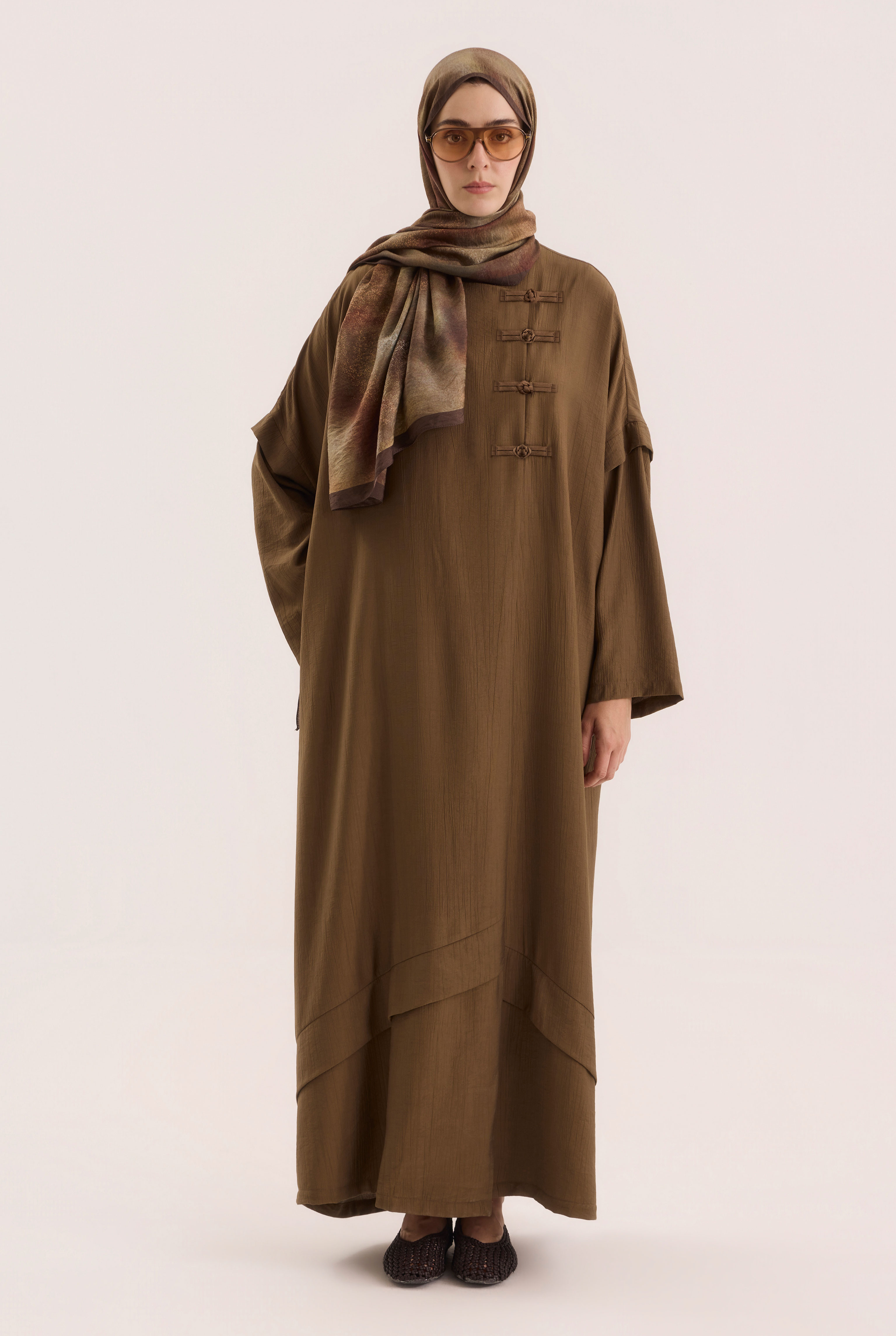 Aller Detailed Abaya Hazelnut - 3