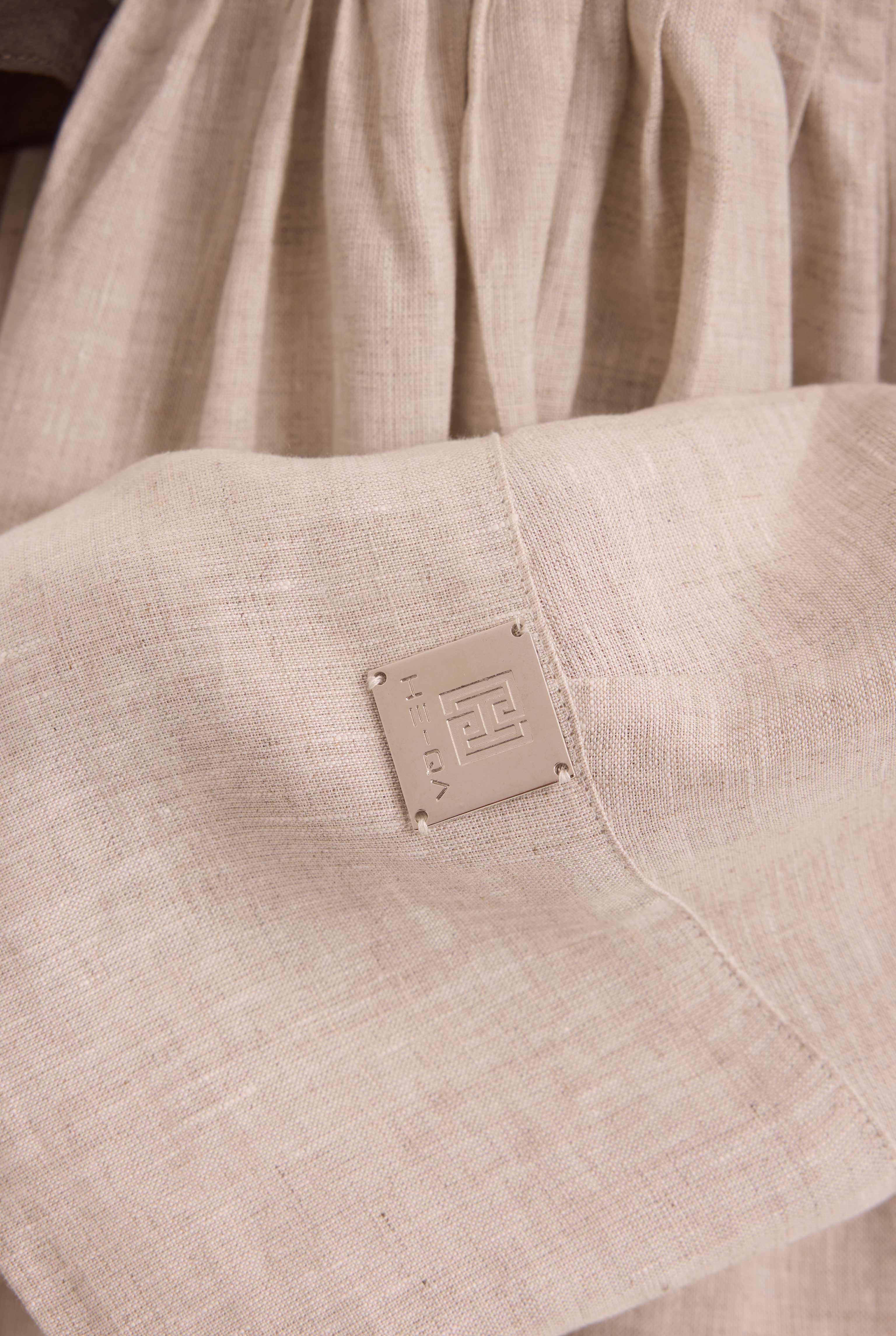 Pintuck Detailed Linen Abaya Pearl - 3