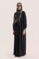 Shoulder Ruched Lyocell Abaya Black 