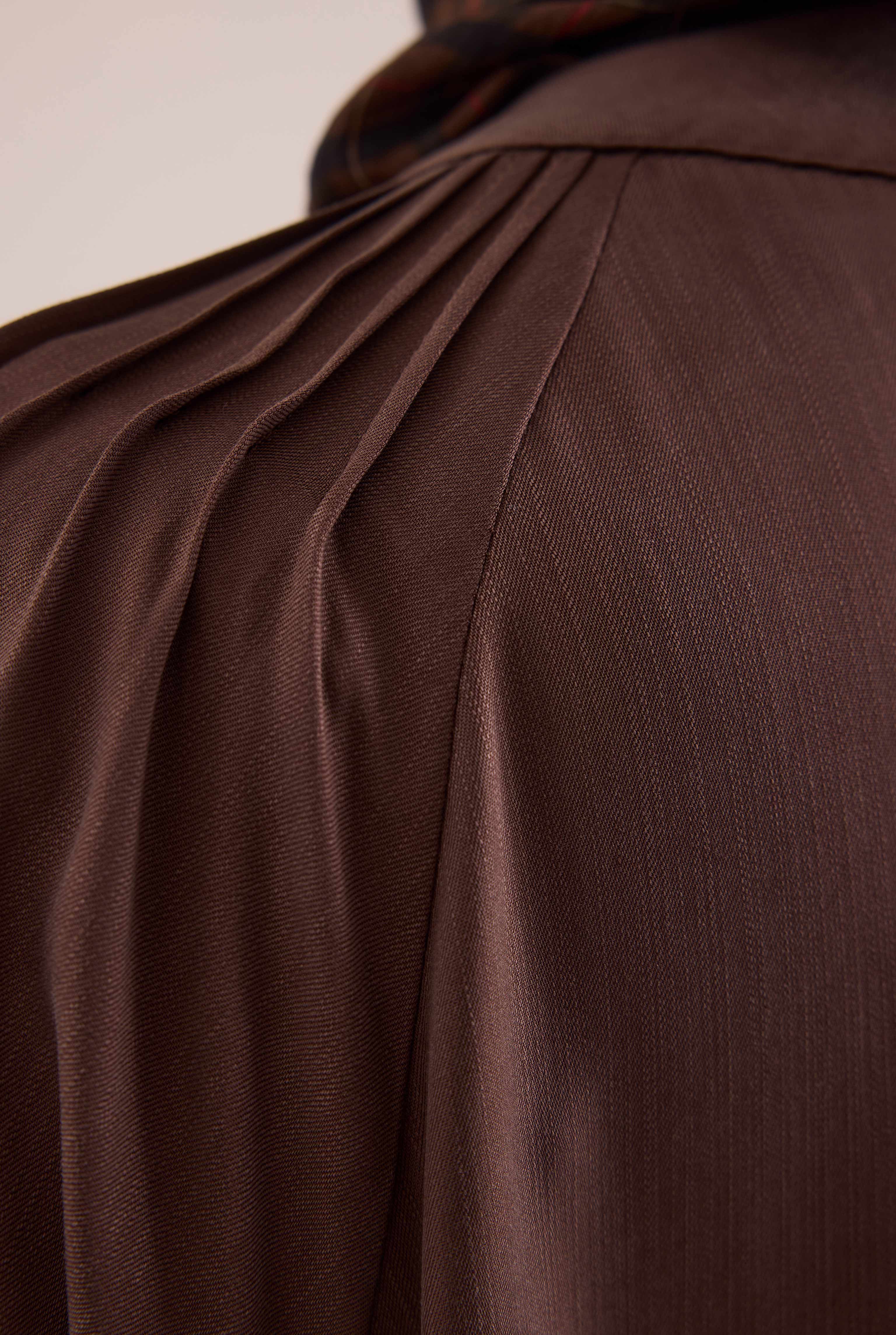 Shoulder Ruched Lyocell Abaya Dark Brown - 6