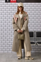 Funnel Neck Long Trenchcoat Light Mink 