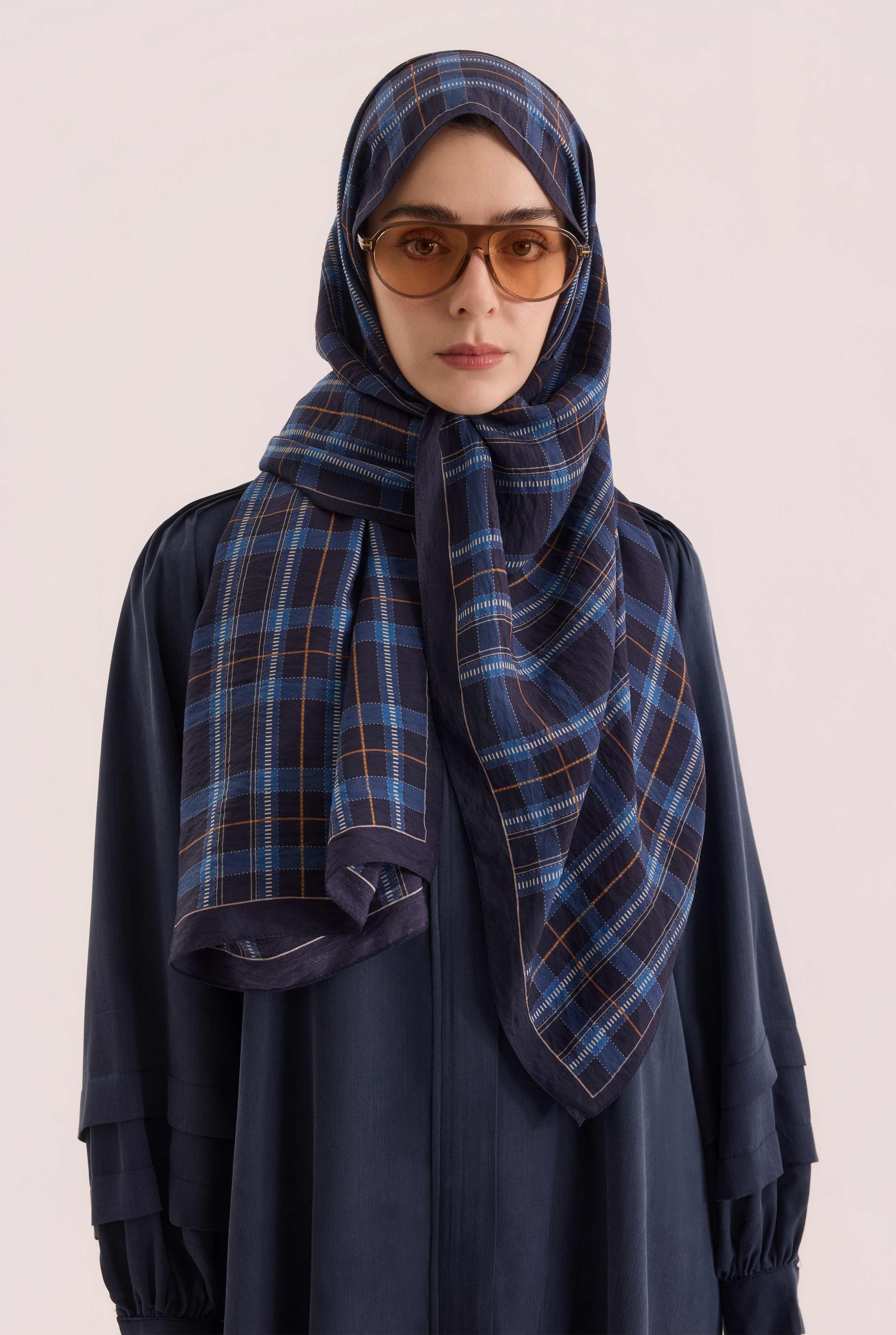 Aria Plaid Shawl Royal Blue - 2