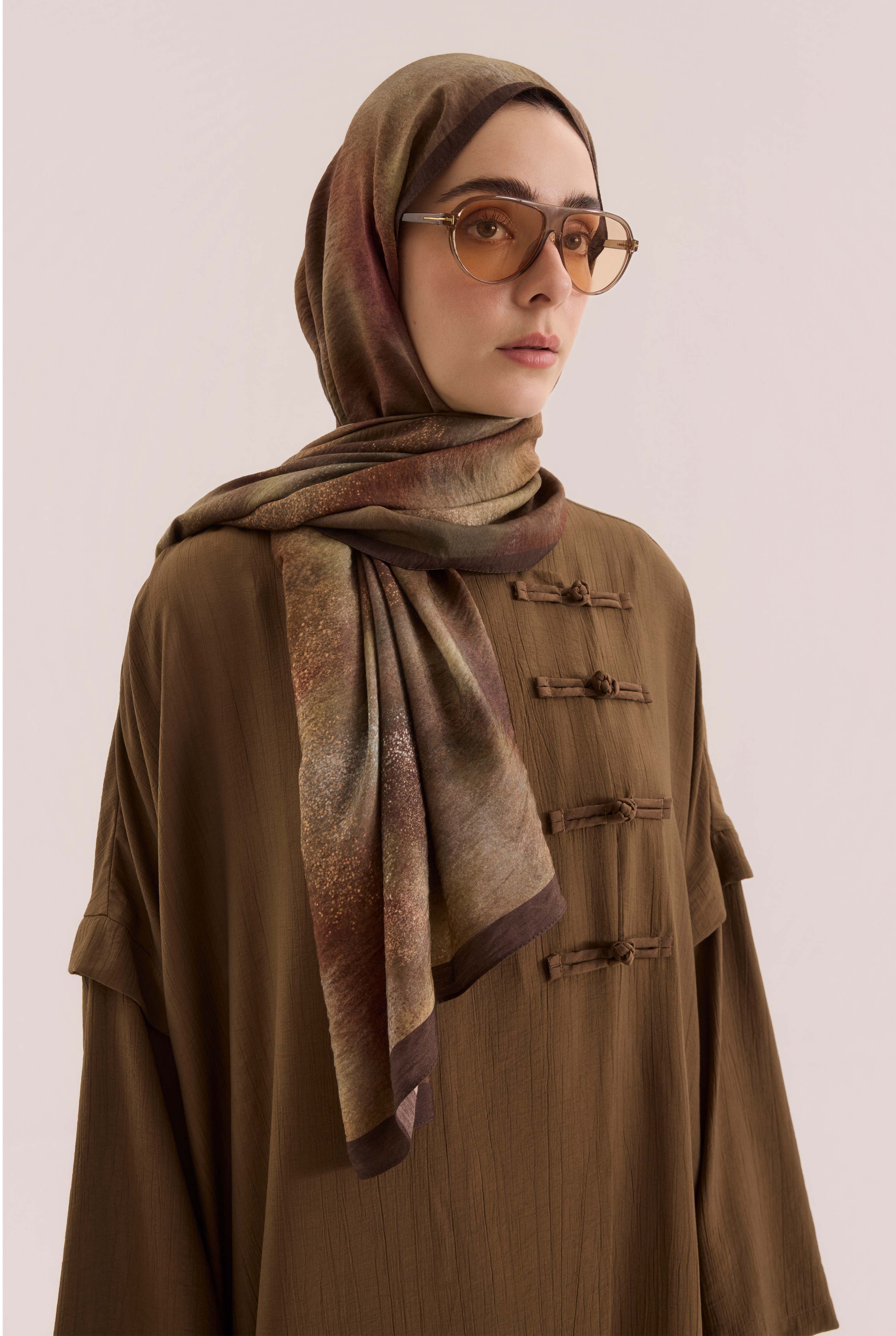 Aural Patterned Shawl Light Brown - 2