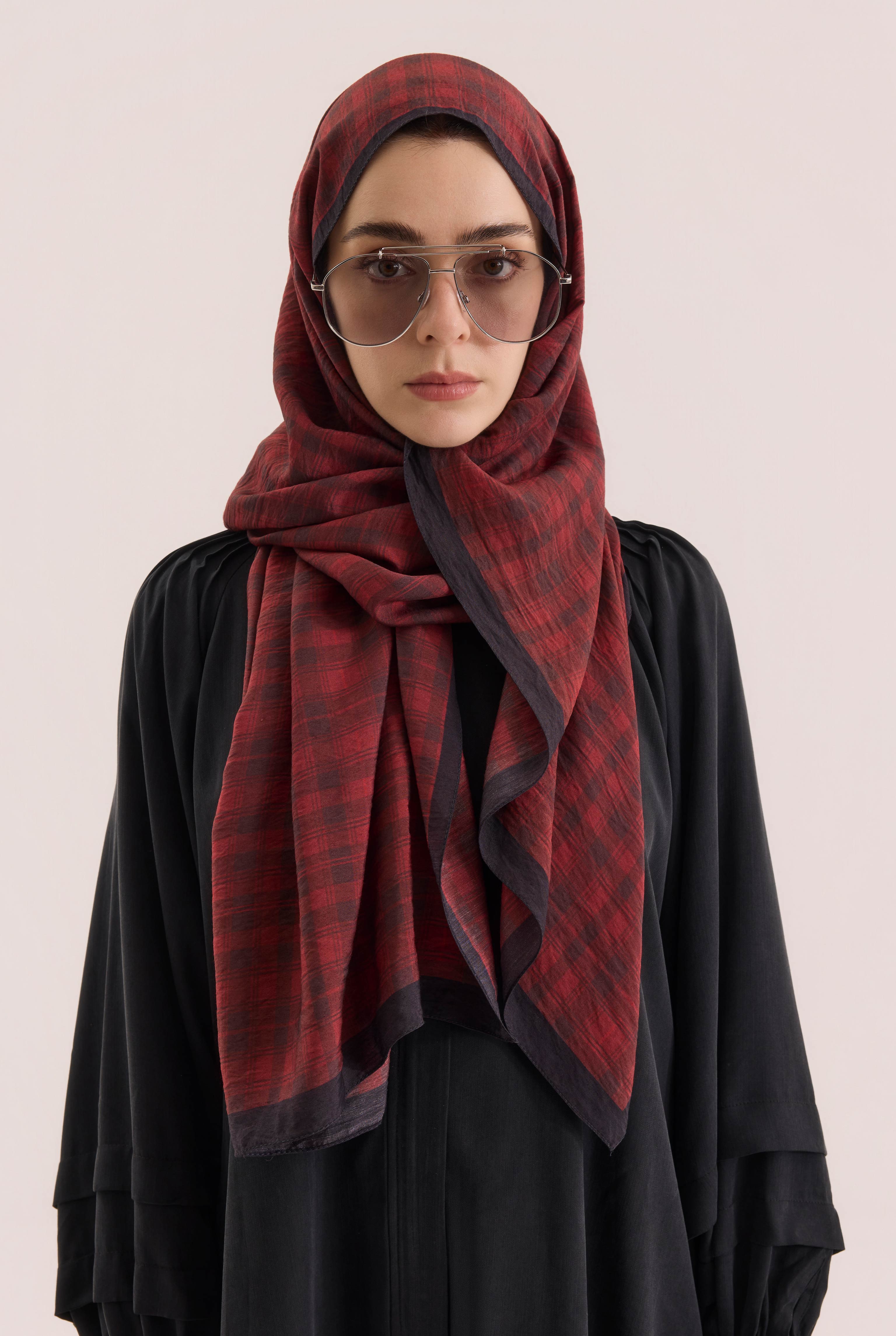 Pera Plaid Shawl Bordeaux - 3