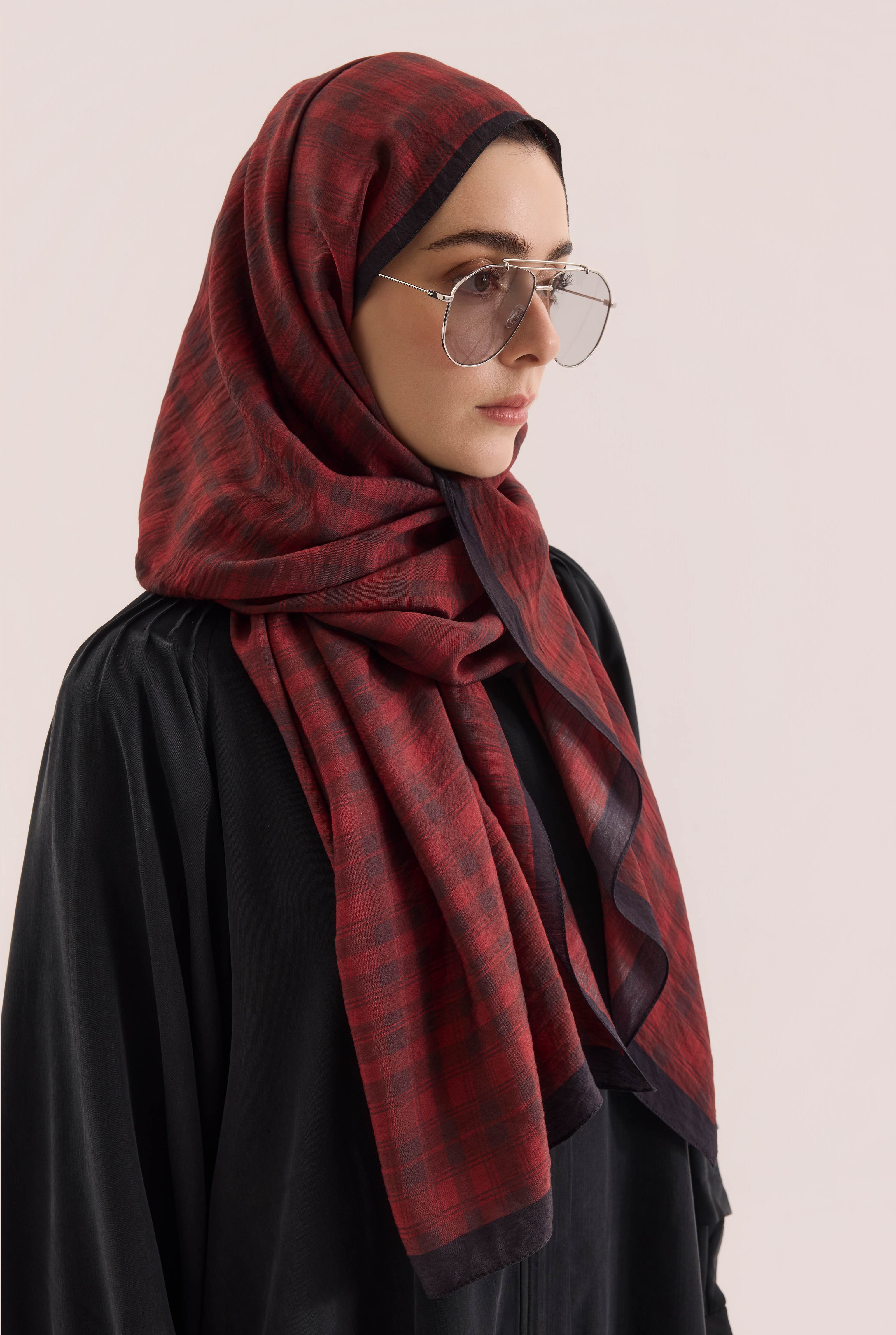 Pera Plaid Shawl Bordeaux - 2