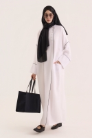 Piping Detailed Abaya White 
