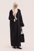 Piping Detailed Abaya Black 
