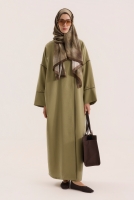 Piping Detailed Abaya Oil Green 