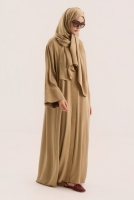 Contrast Stitch Lyocell Abaya Set Honey 