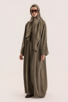 Contrast Stitch Lyocell Abaya Set Moss Green 