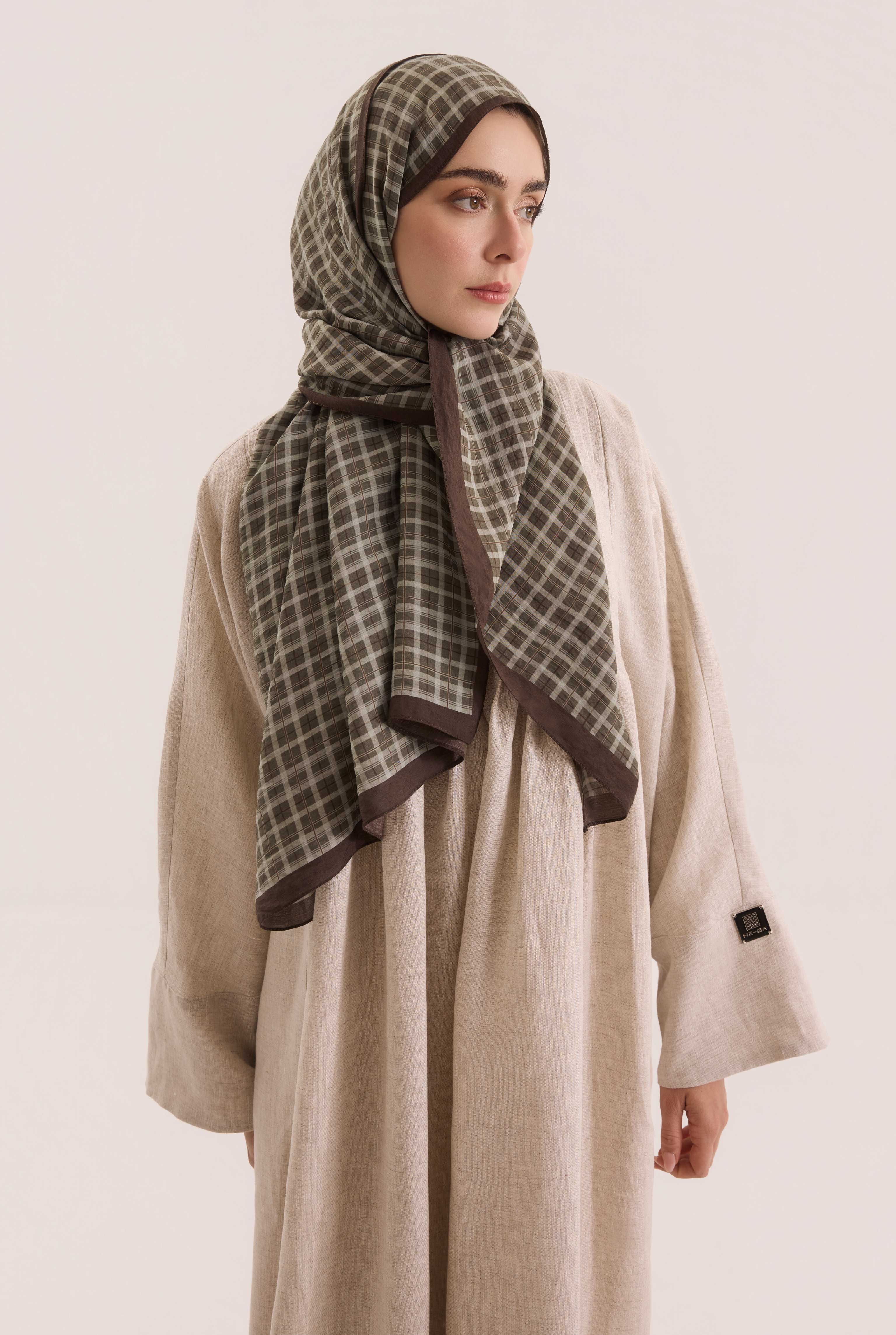 Lune Plaid Shawl Sage Green - 3
