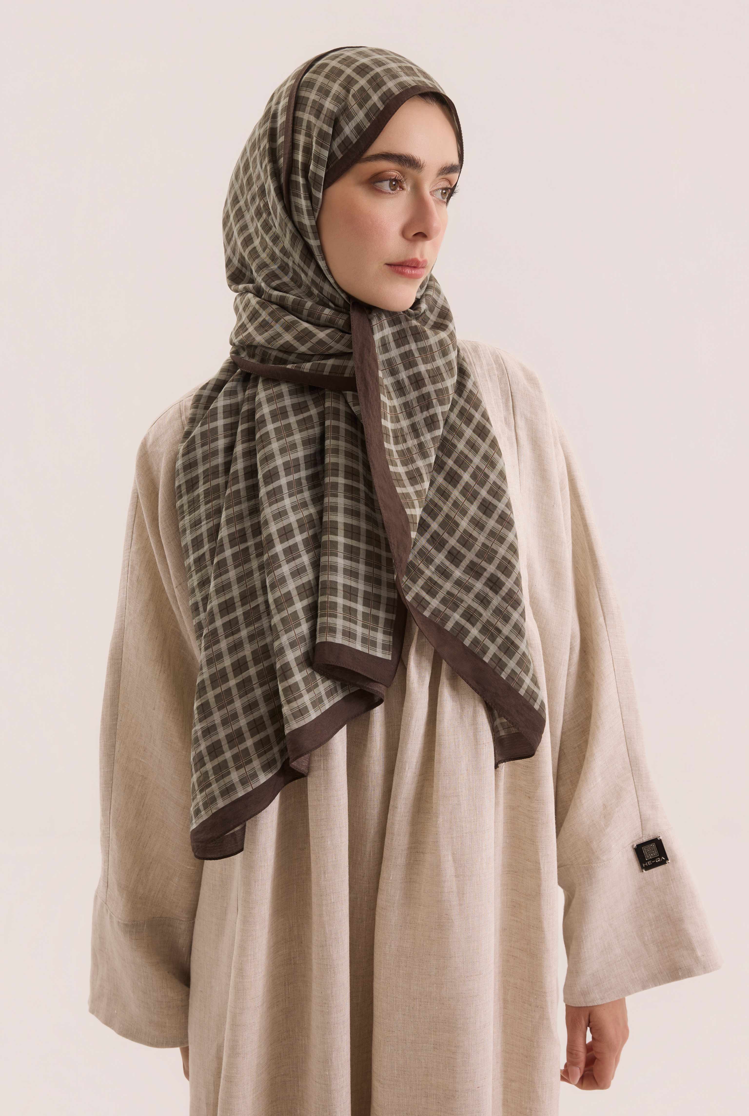 Lune Plaid Shawl Sage Green - 2
