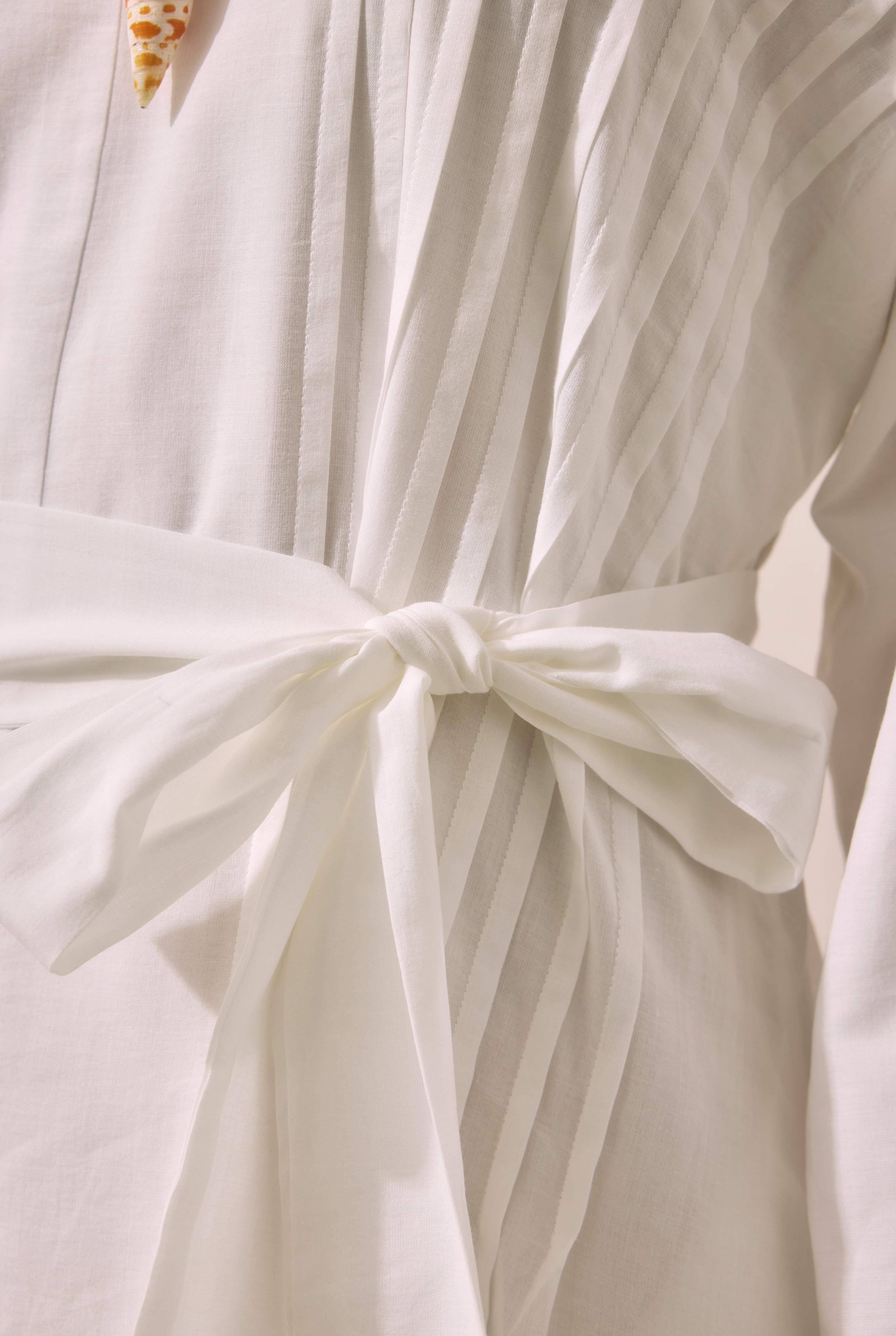 Pintuck Detail Dress Ecru - 5