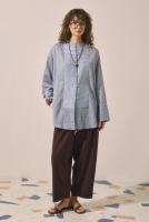 Loop Detailed Shirt Blue Striped 