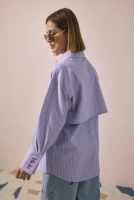 Back Detailed Striped Shirt Red 