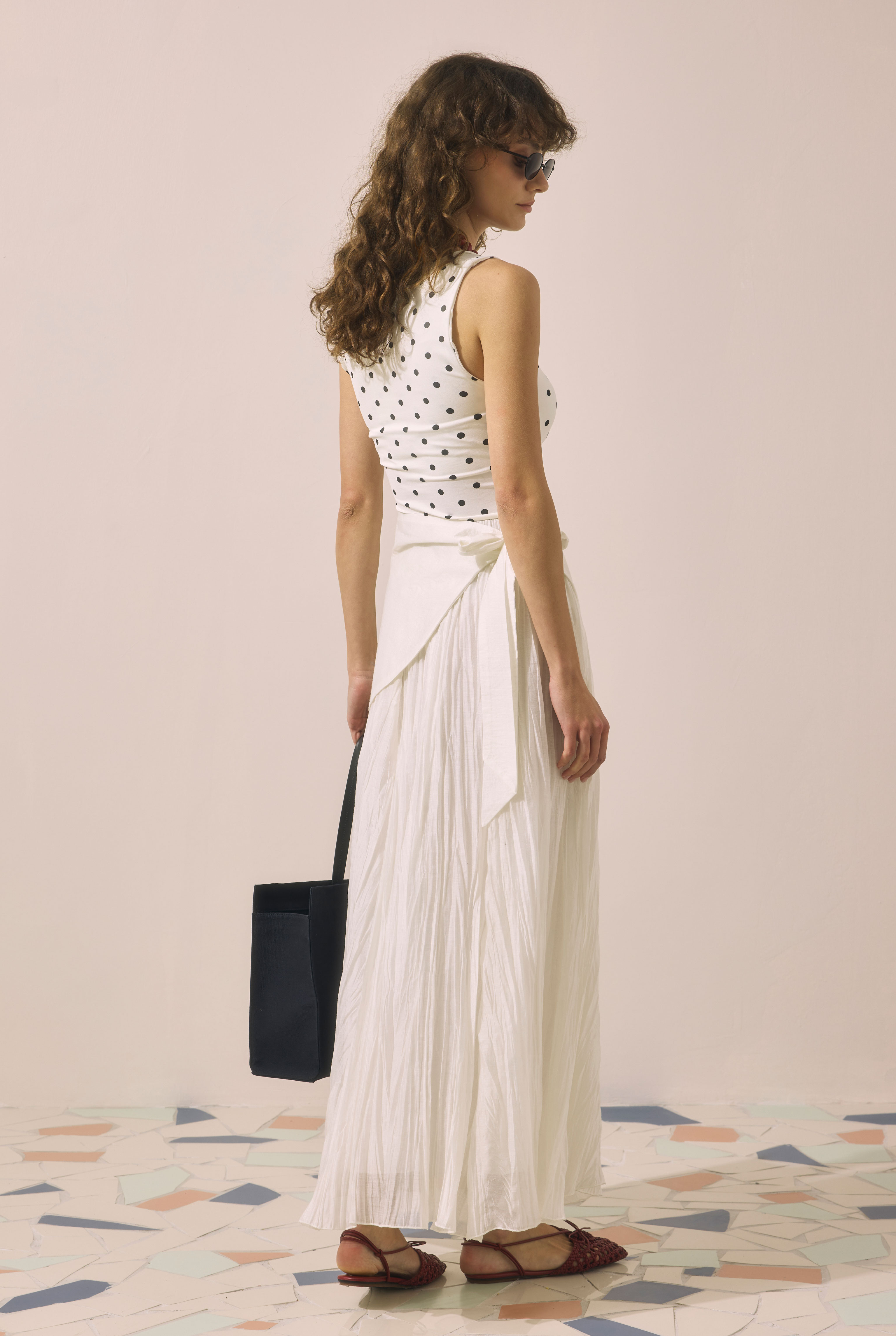 Tie Detail Layered Skirt Ecru - 5