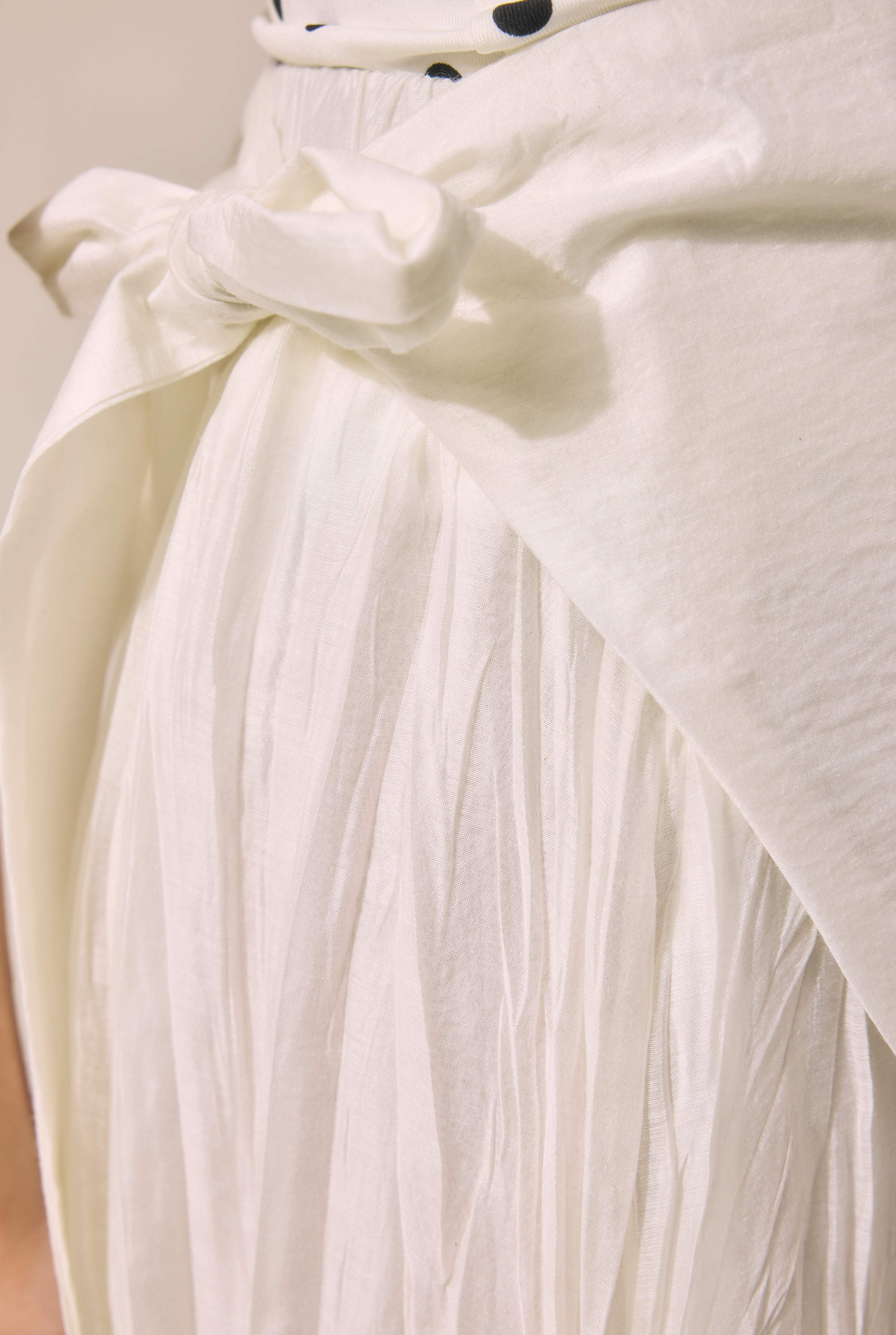 Tie Detail Layered Skirt Ecru - 2