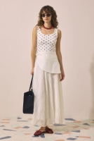 Tie Detail Layered Skirt Ecru 