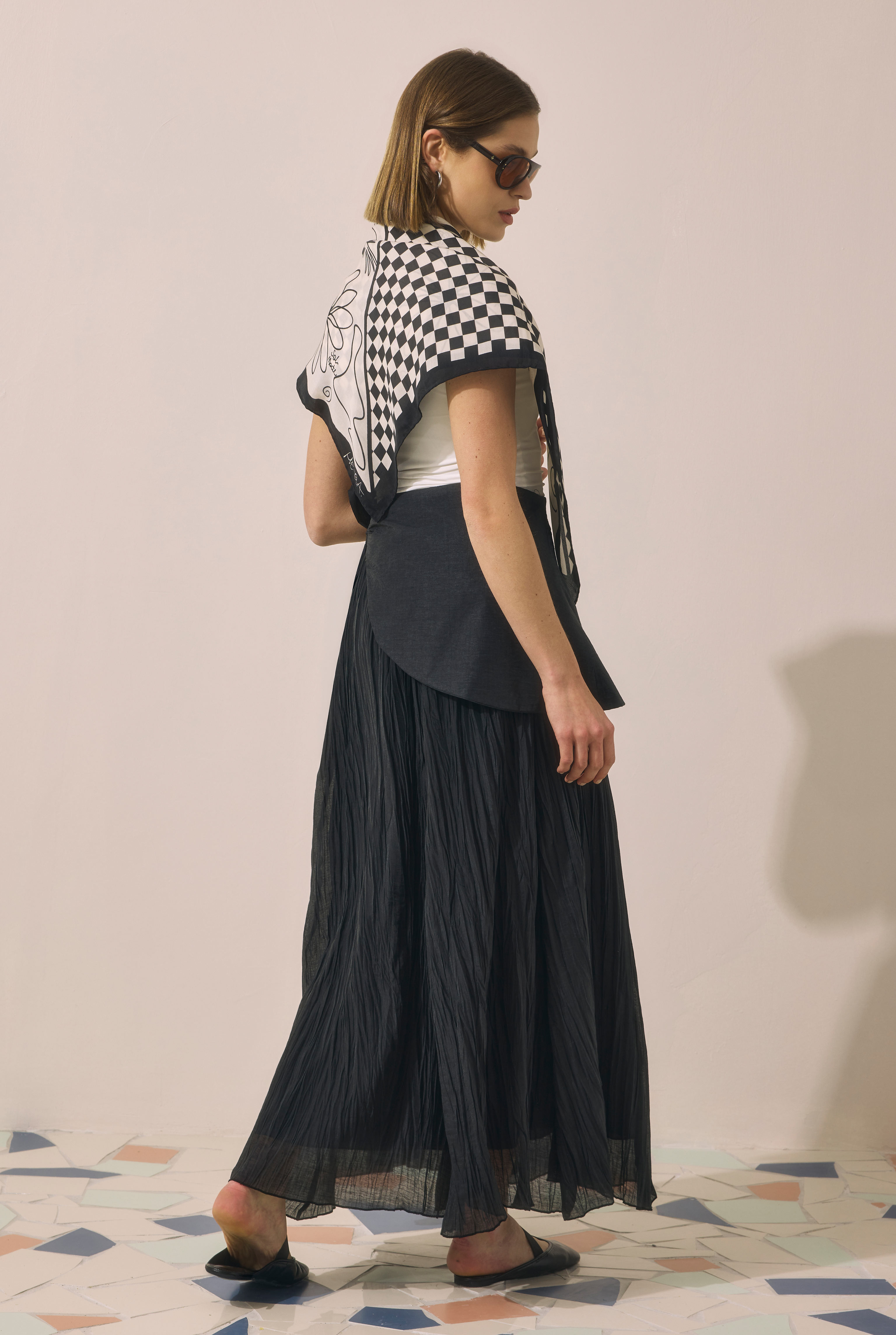 Tie Detail Layered Skirt Black - 5